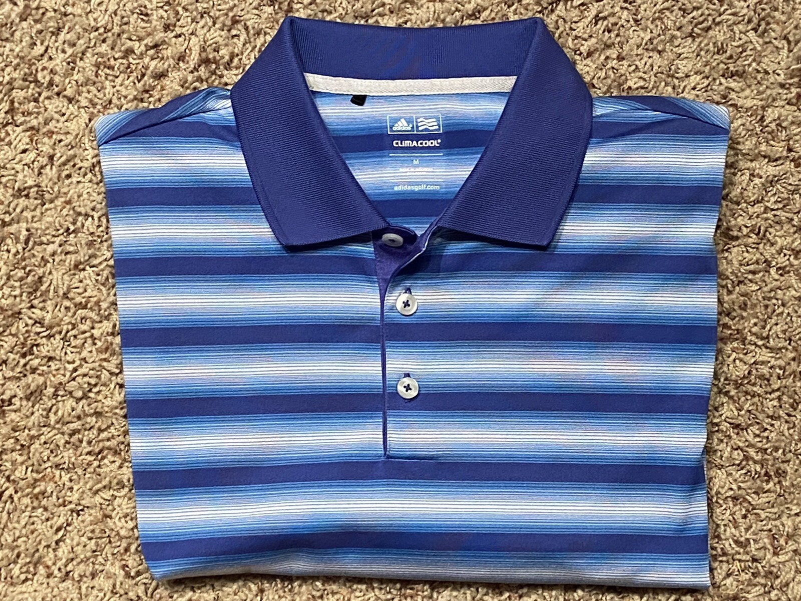 Adidas Climacool Mens M Multicolor Striped Polo Golf Shirt Oak Hills CC Logo