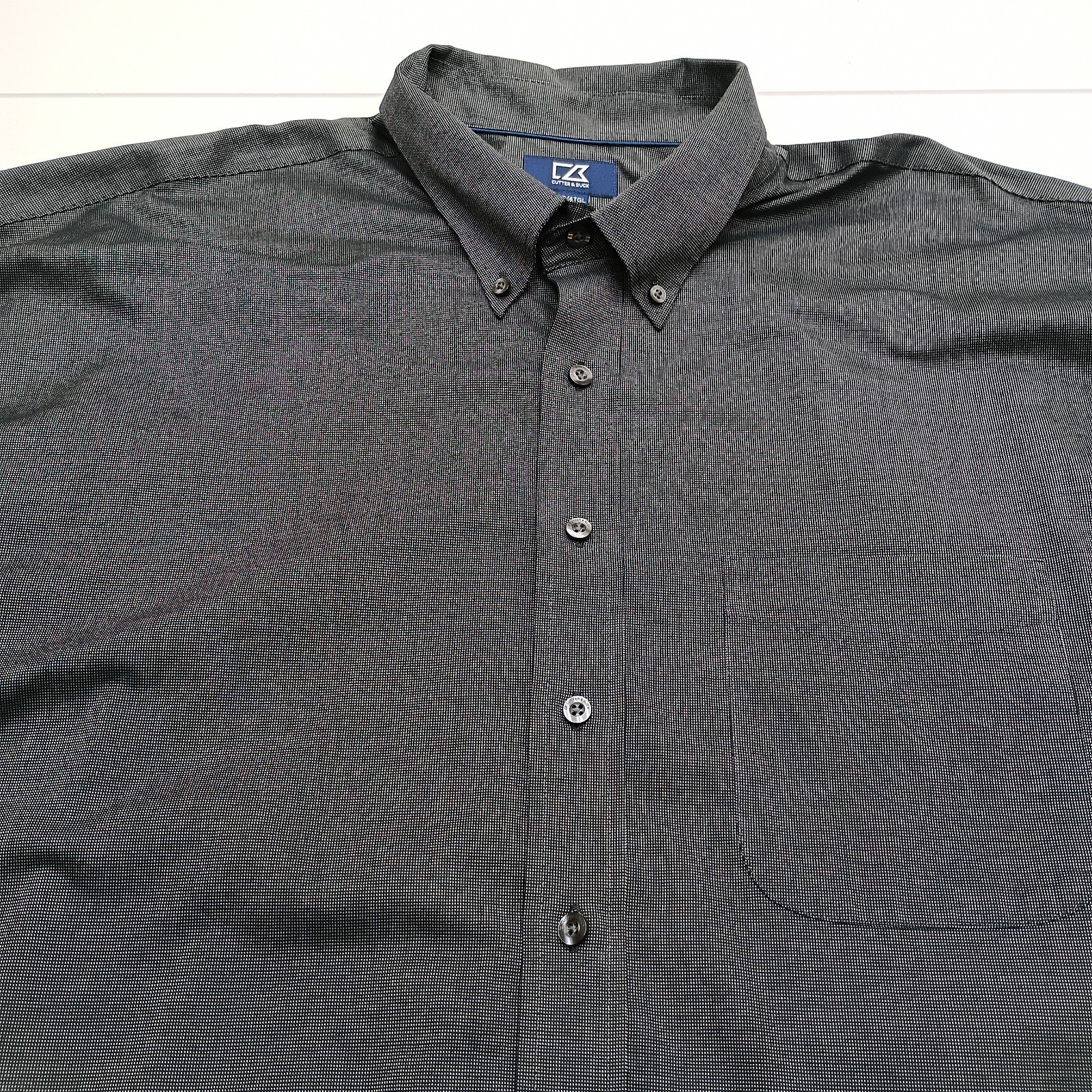 Cutter & Buck Easy Care Oxford Button Down Shirt Gray 4XT Big Tall Business