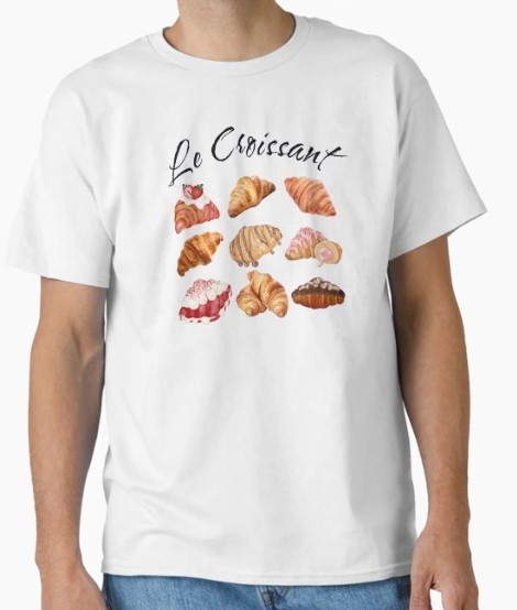 Le Croissant French Pastry Watercolor Food Art Bakery Gift Classic T-Shirt