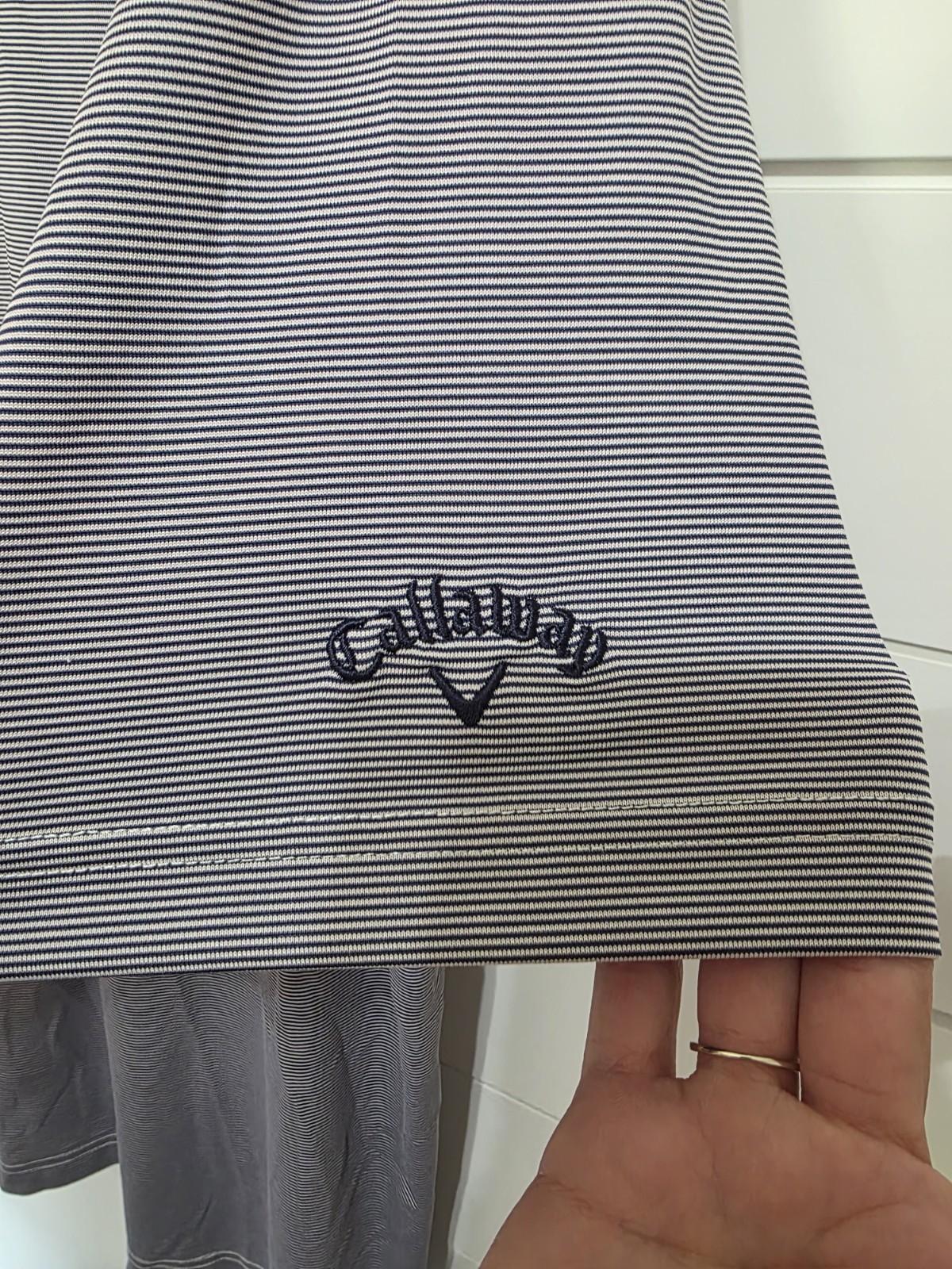 Callaway Mens Polo Shirt Size Medium Blue & WhiteGraphic Print Golf Stretch