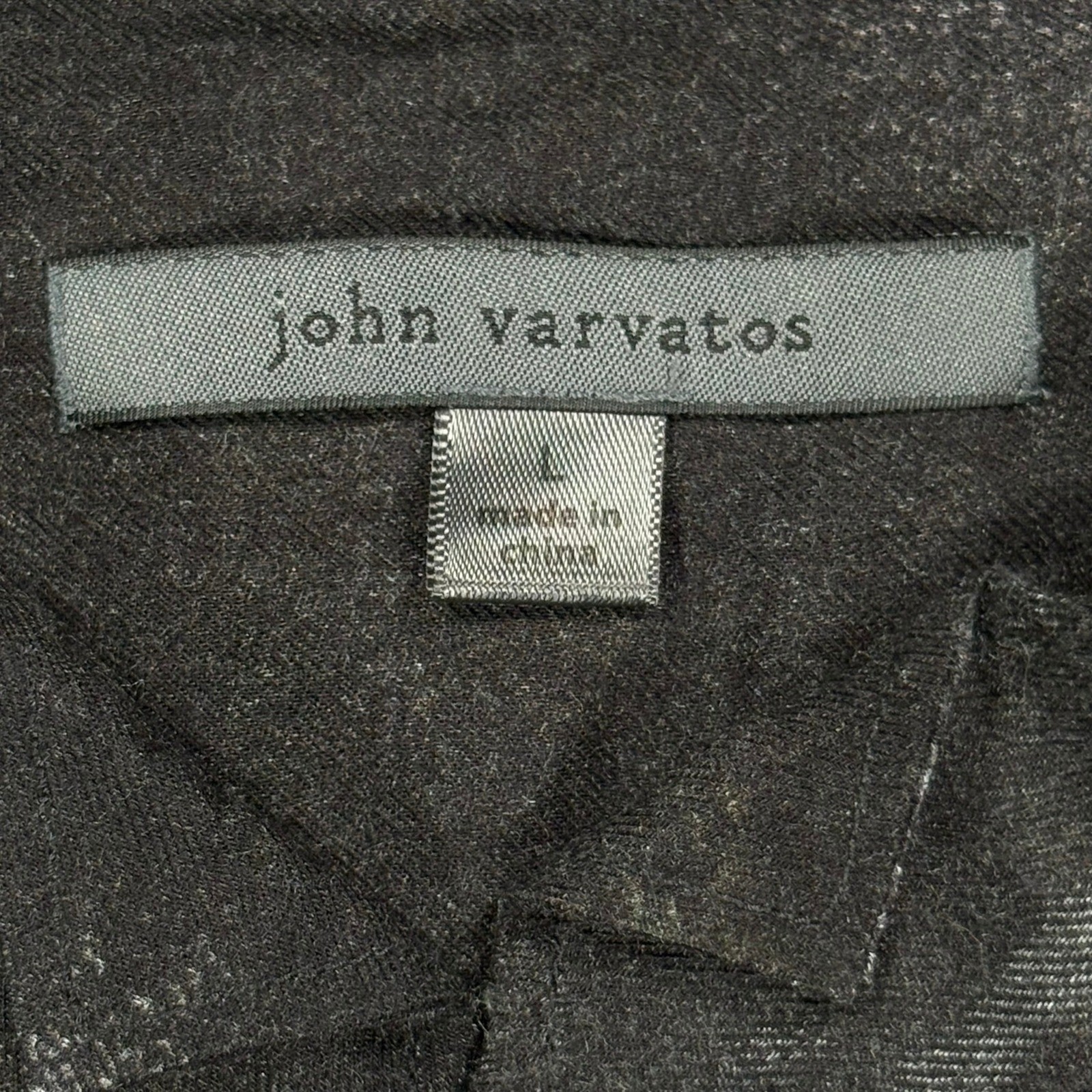 John Varvatos Pleated Crinkle Shirt Mens L Black Band Collar French Cuffs