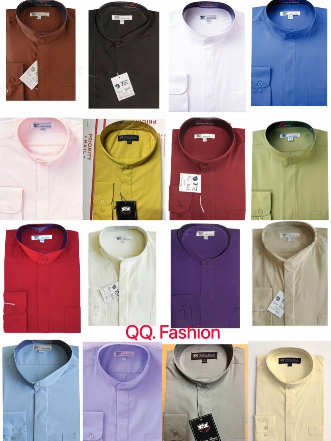 Mens’ mandarin collar ( banded collar) dress shirt by Fotino Landi Style SG01
