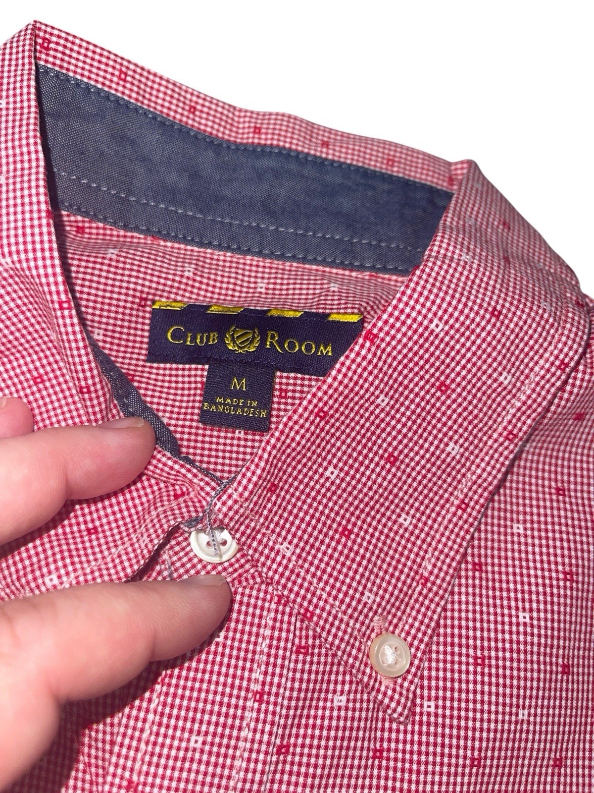 Club Room Men’s Medium Dobby Check Long-Sleeve Shirt Retail $49.50 100% Cotton