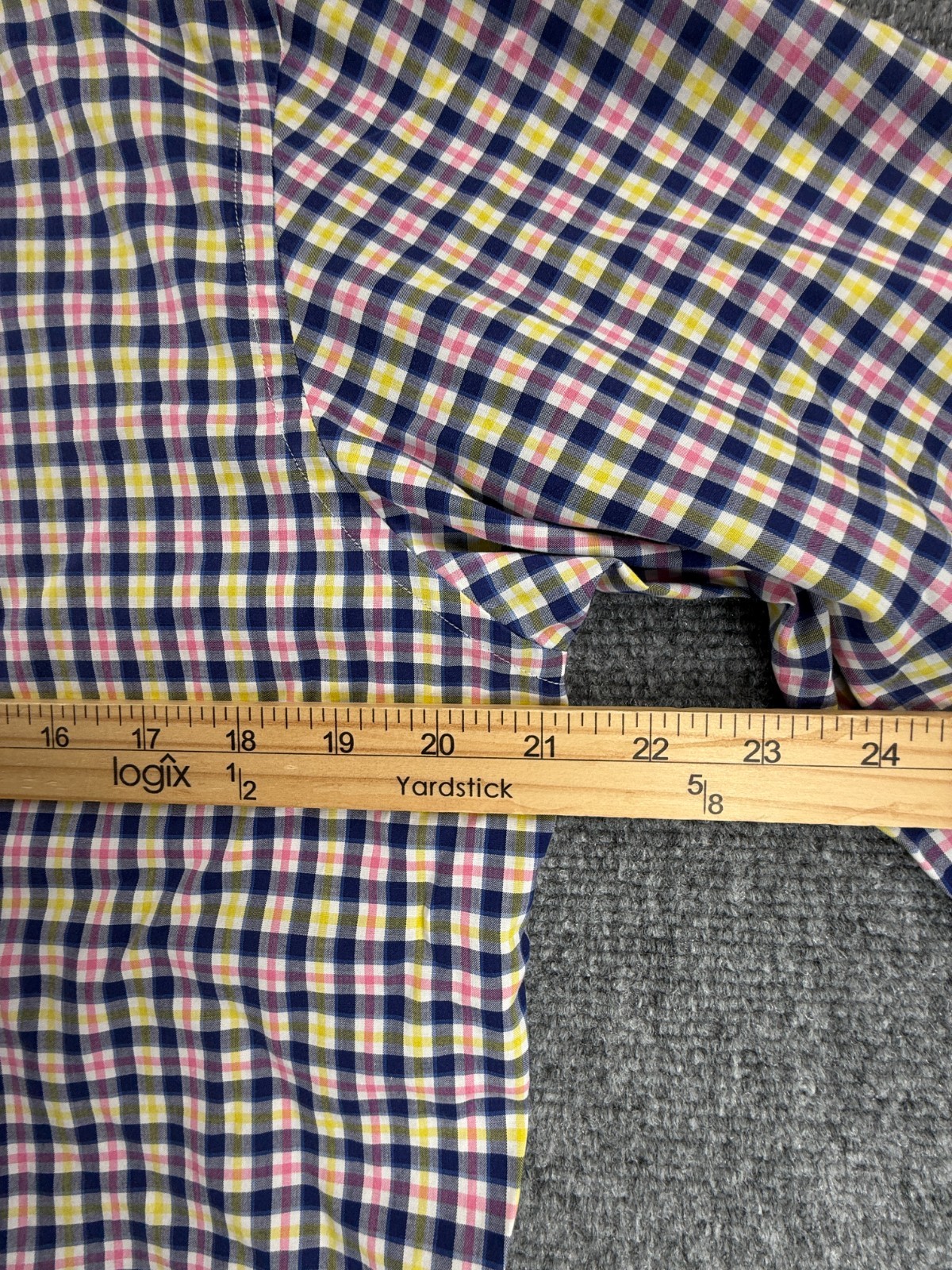 Eton Blue Yellow Check Contrast Collar 15.75 Contemporary Cotton Shirt Button Up
