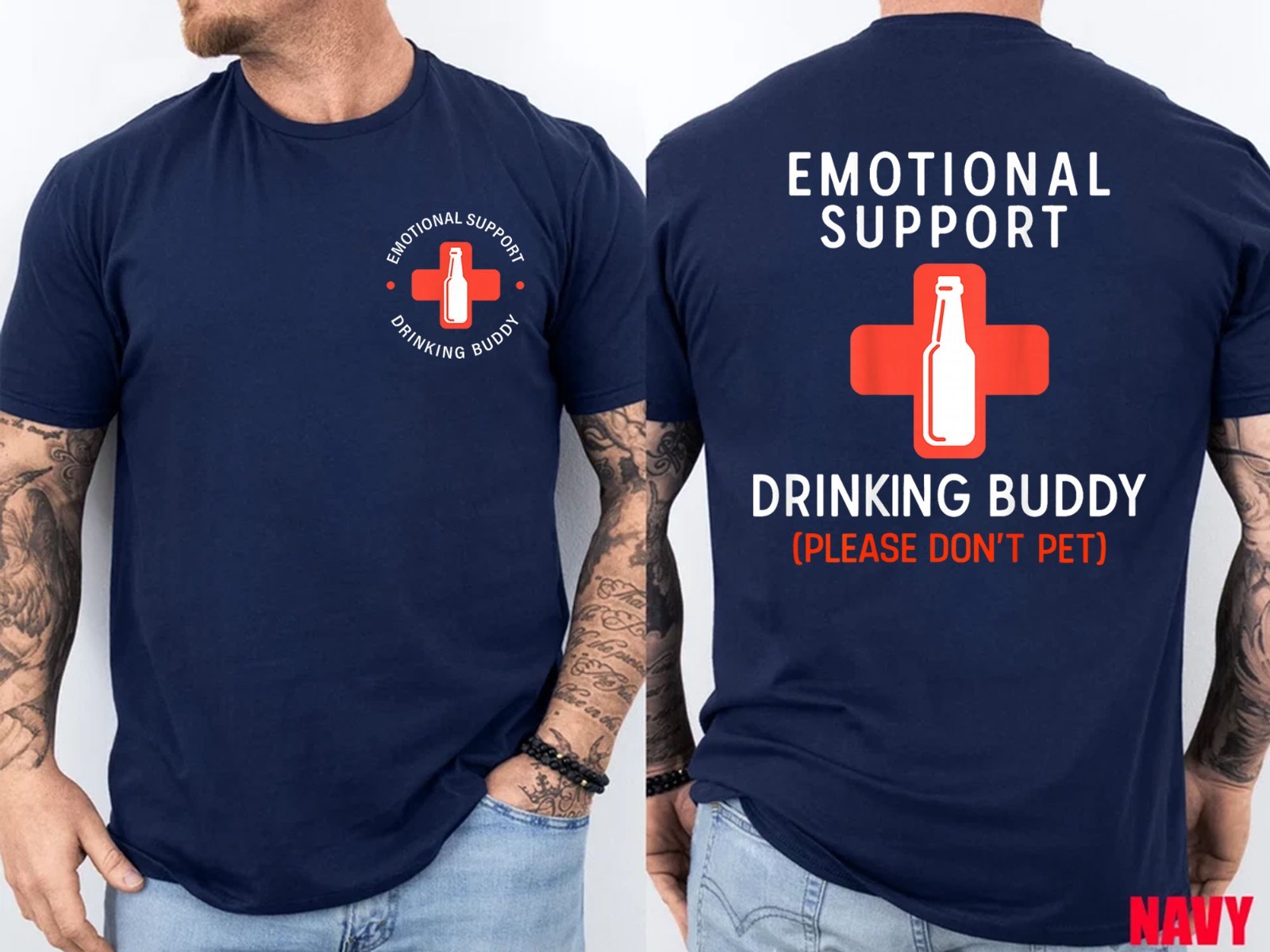2 Sided – Emotional Support Drinking Buddy Please Don’t Pet T-Shirt