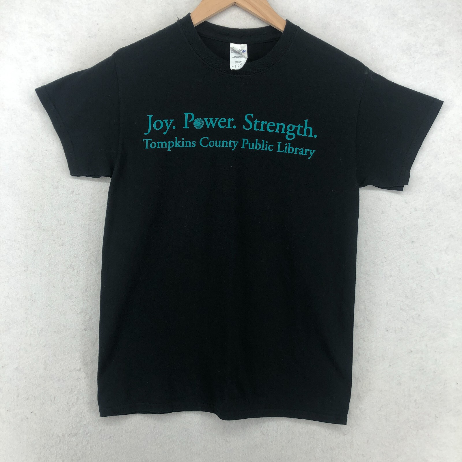 TOMPKINS COUNTY PUBLIC LIBRARY Shirt Mens S NEW YORK NY Cotton Black