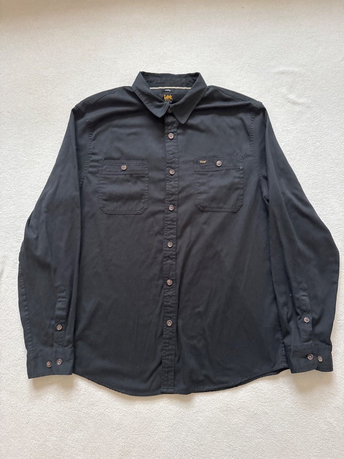 Lee Canvas Utility Button Up Shirt Mens Large Stretch Black Regular Fit