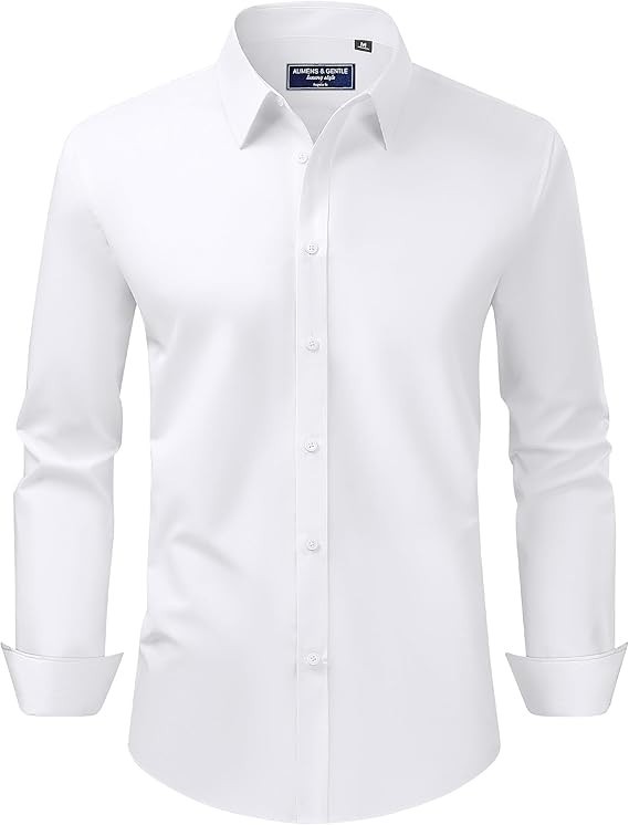 Alimens & Gentle Men’s Dress Shirt Regular Fit Stretch Stain Shield Long Sleeve