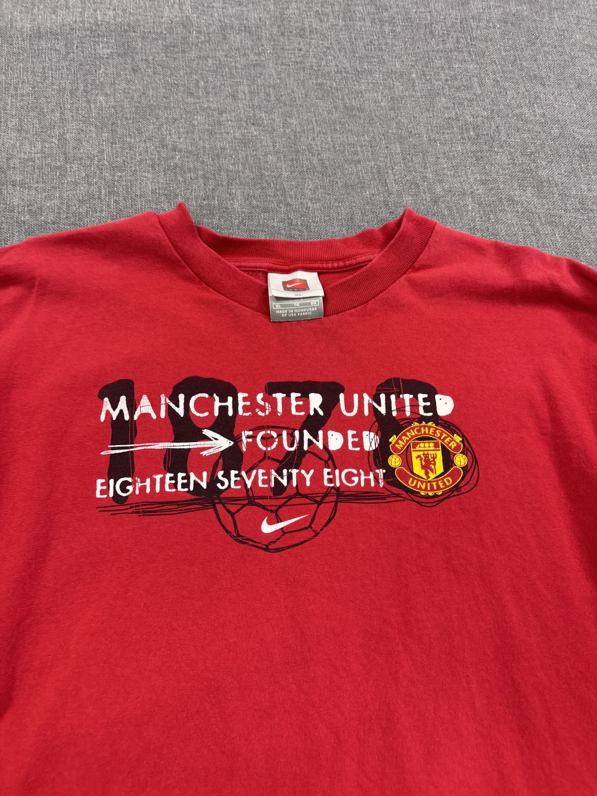 Vintage 90s Nike Manchester United T-Shirt Long Sleeve Mens XL Red Soccer Tee