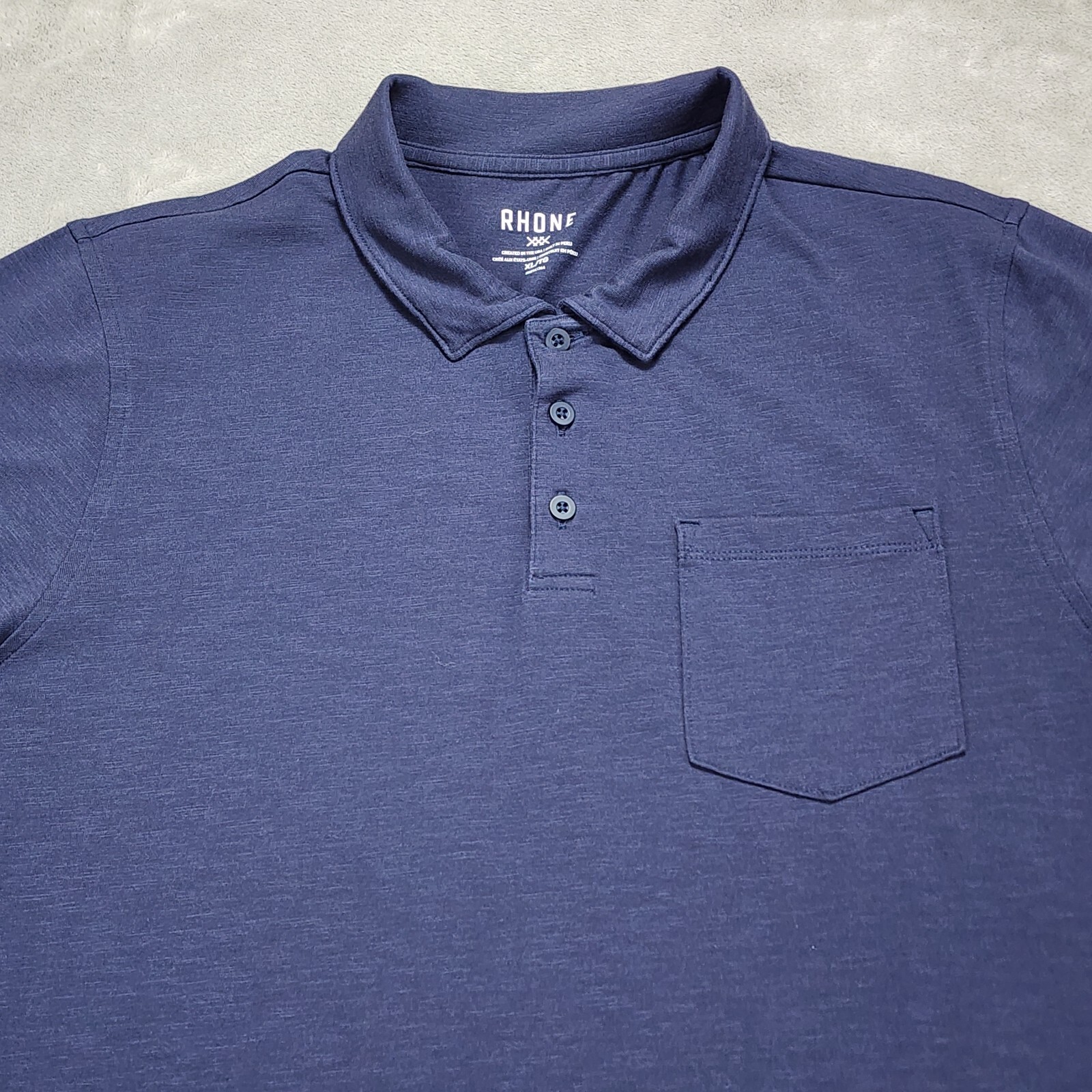 Rhone Shirt Mens Extra Large Blue Solid Cloud 9 Polo Golf Anti Odor Classic Fit
