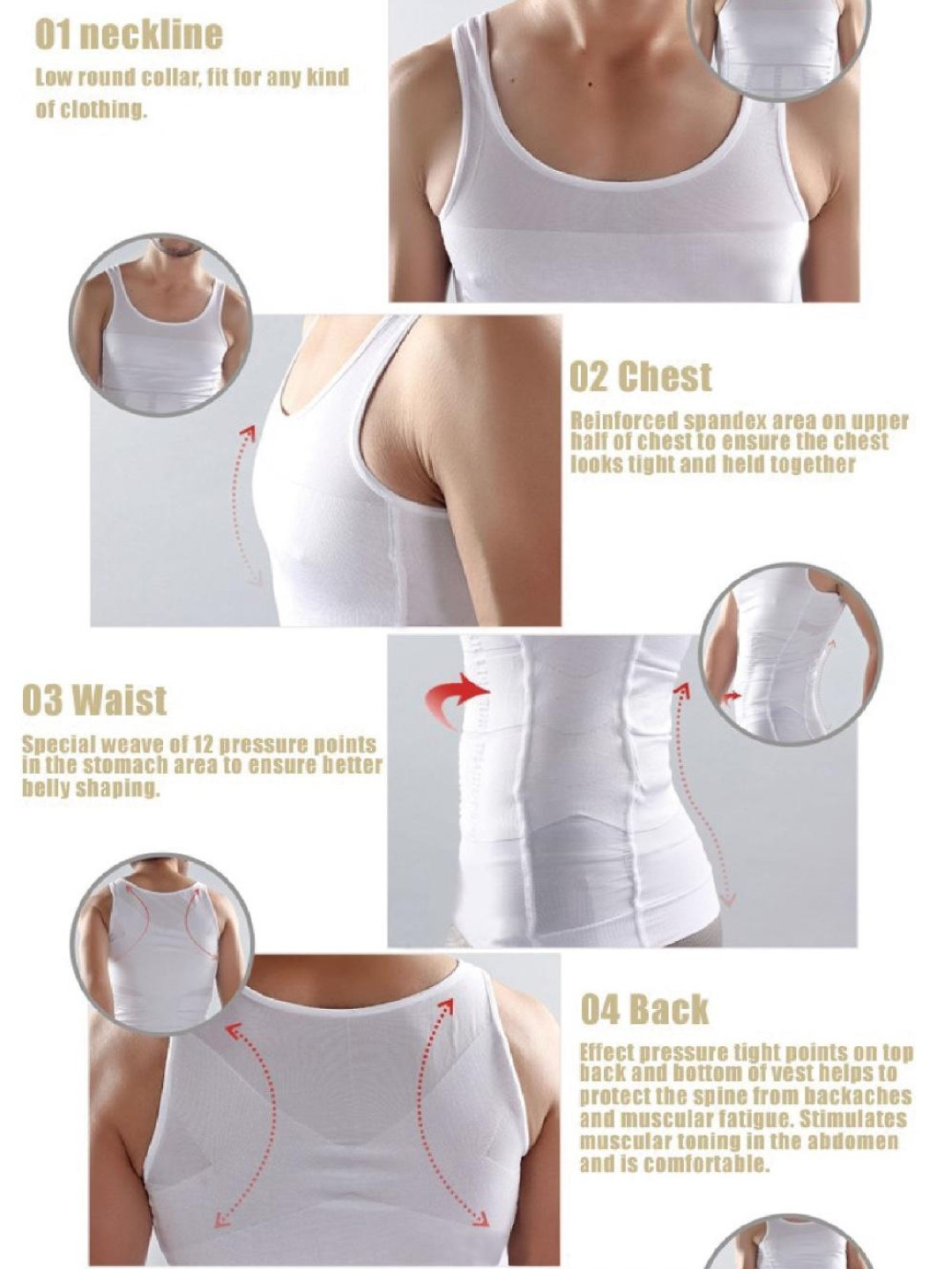 Men’s Slimming Body Shaper Vest Abs Abdomen Compression Workout Tank Tops…