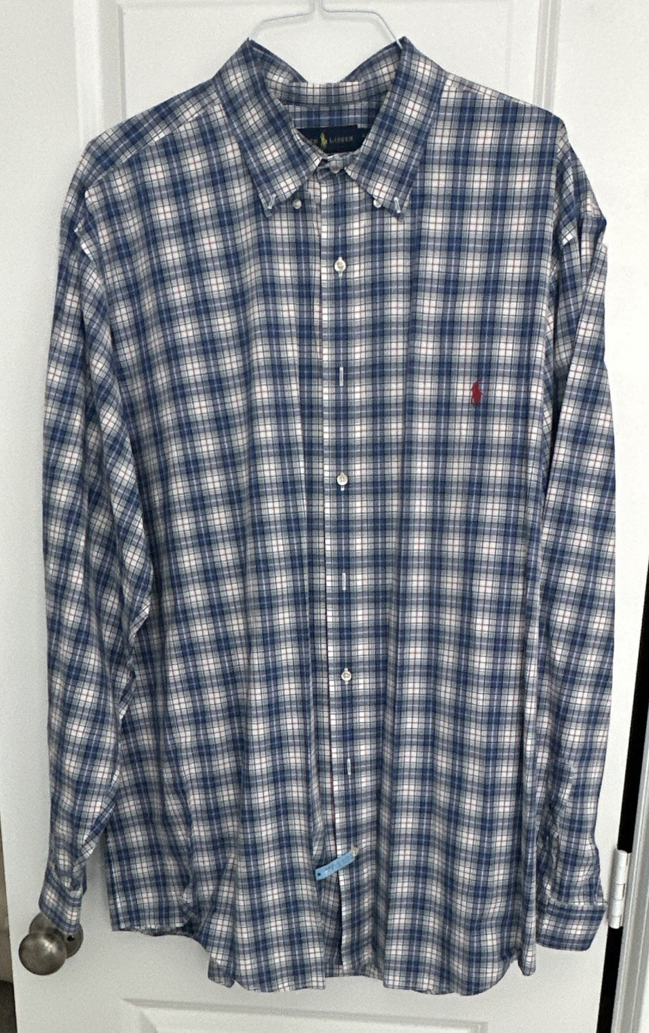 Ralph Lauren Men’s 3LT/3XLT Blue/Multi Color Plaid Cotton Stretch Button-Down