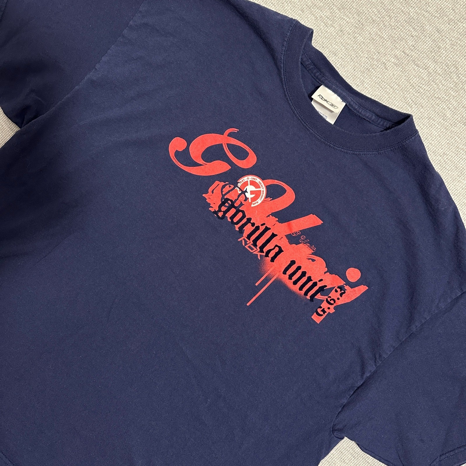 Reebok RBK x G-Unit Gorilla Unit Mens XL Navy Graphic Tee Y2K Hip Hop 50 Cent