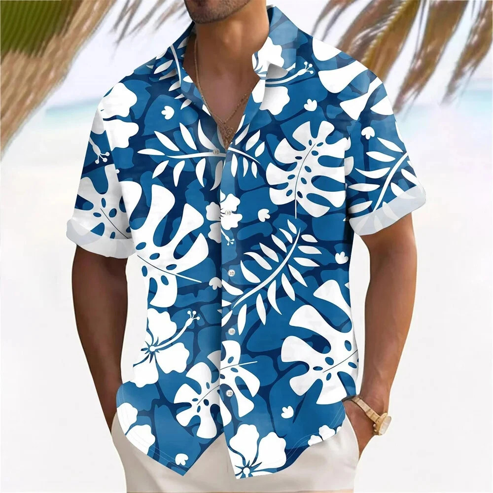 Hawaiian Shirts Men Aloha Summer Casual Beach Button Down Cruise Holiday Party