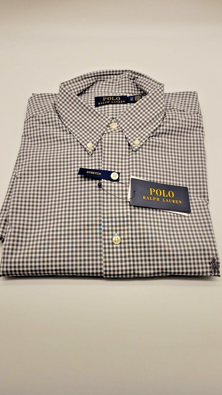 NWT Men Ralph Lauren Button-Down Stretch Shirt Gray Multi LT 3XLT 4XLT 4XB 0021