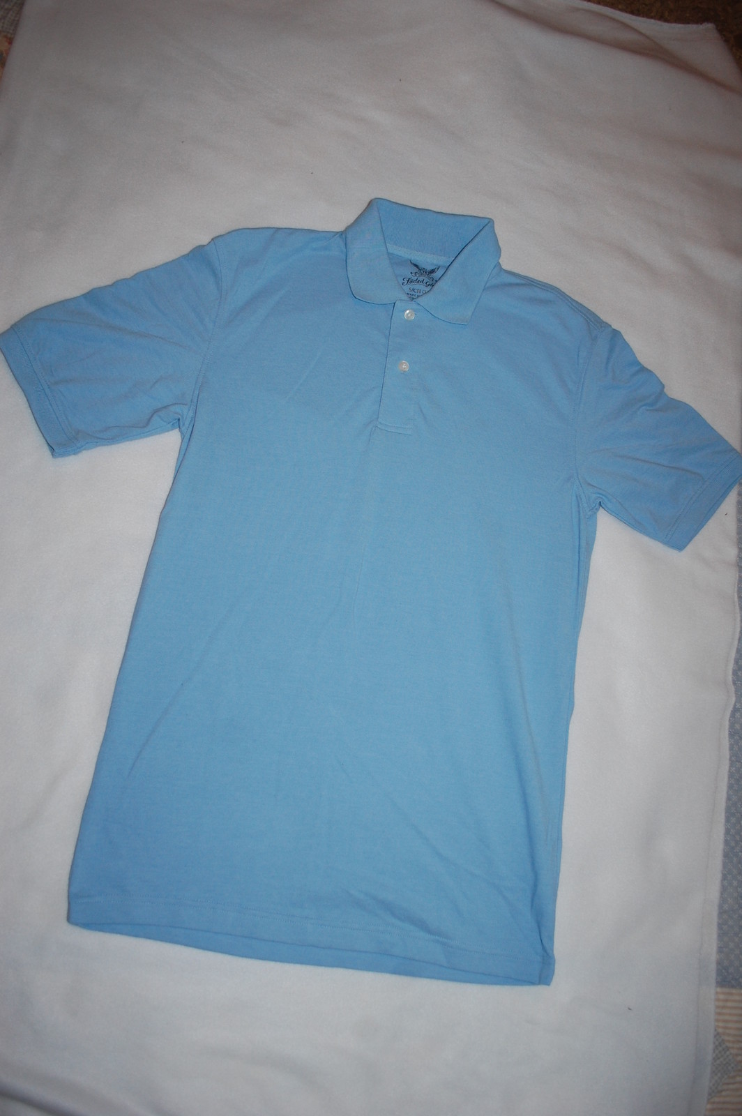 Mens S/S Polo Shirt BABY BLUE Light Blue Pastel TEXTURED FABRIC Size S 34-36