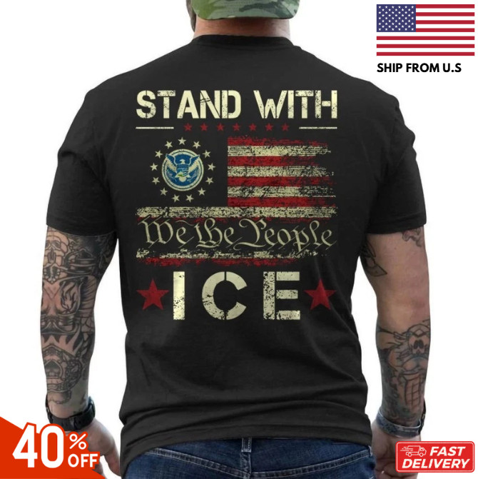 new- ICE Immigration Officers American Flag I Support Trump Stand With ICE shirt