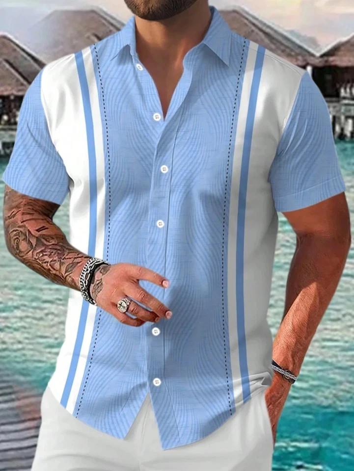 Guayabera Men’s Cuban Beach Wedding Short Sleeve Button-Up Casual Dress Shirt