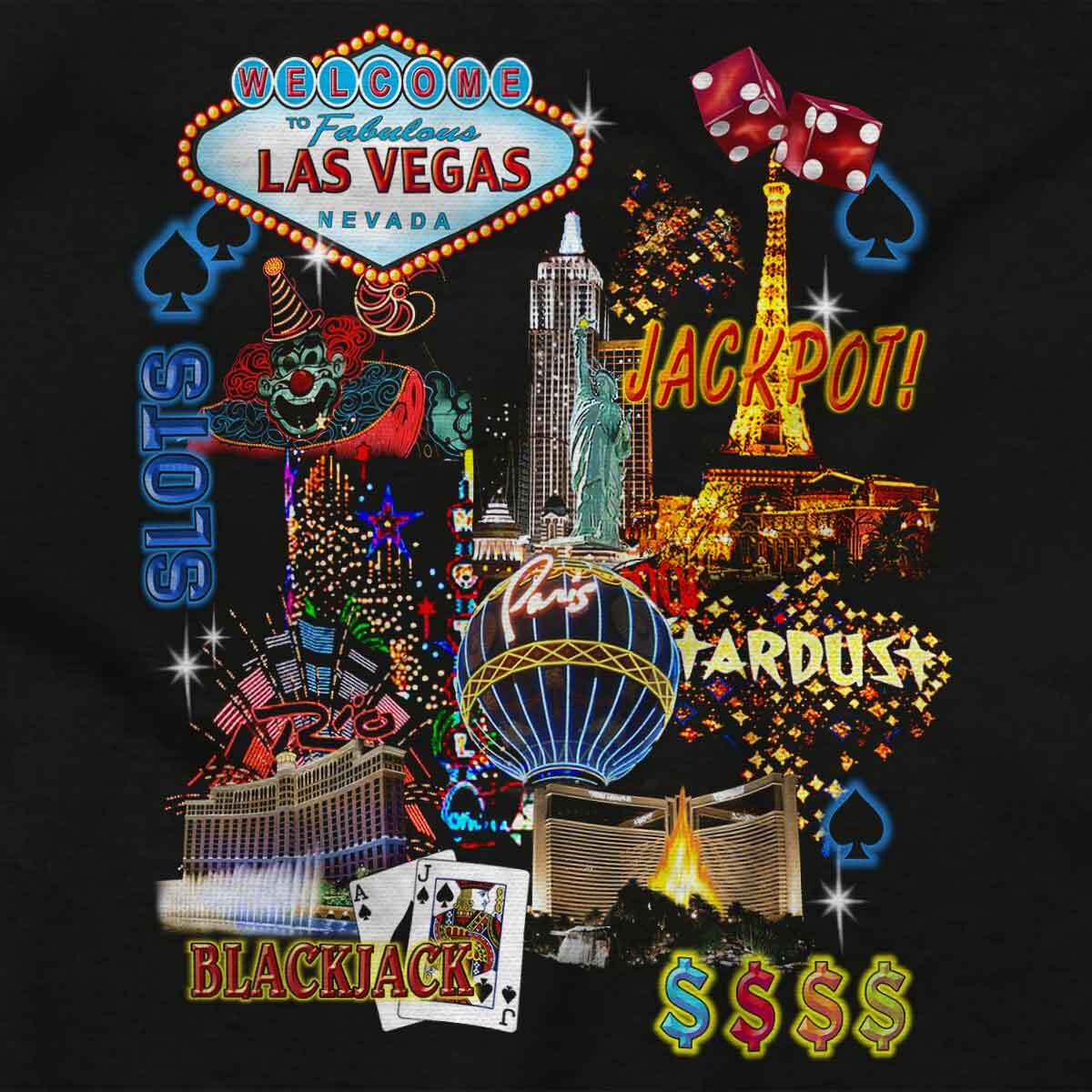 Las Vegas Strip Nevada Blackjack Jackpot Womens or Mens Crewneck T Shirt Tee