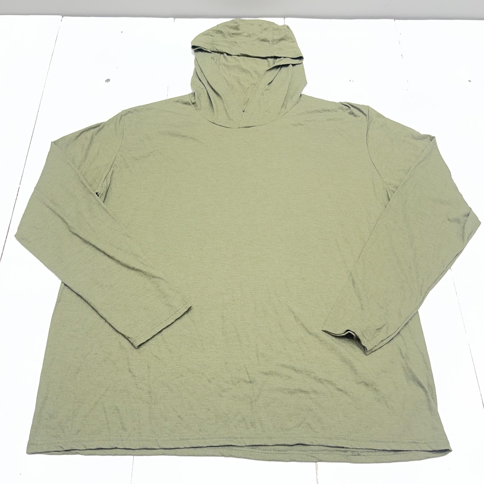 District Perfect Tri Hooded Shirt Mens 3XL Olive Green Long Sleeve Tri-Blend