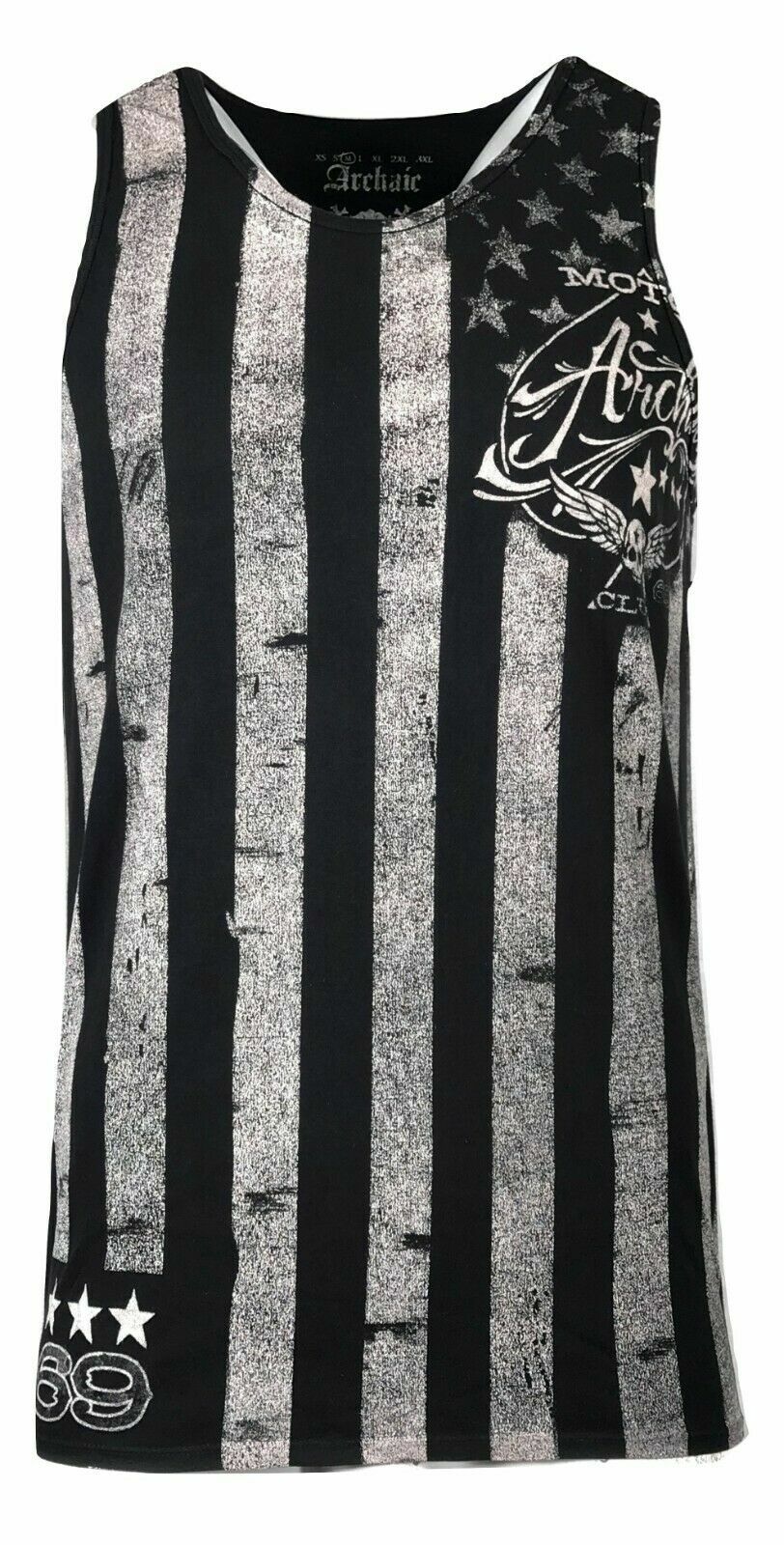 ARCHAIC by AFFLICTION Men’s Tank NATION Black USA Flag Biker S-5XL $40