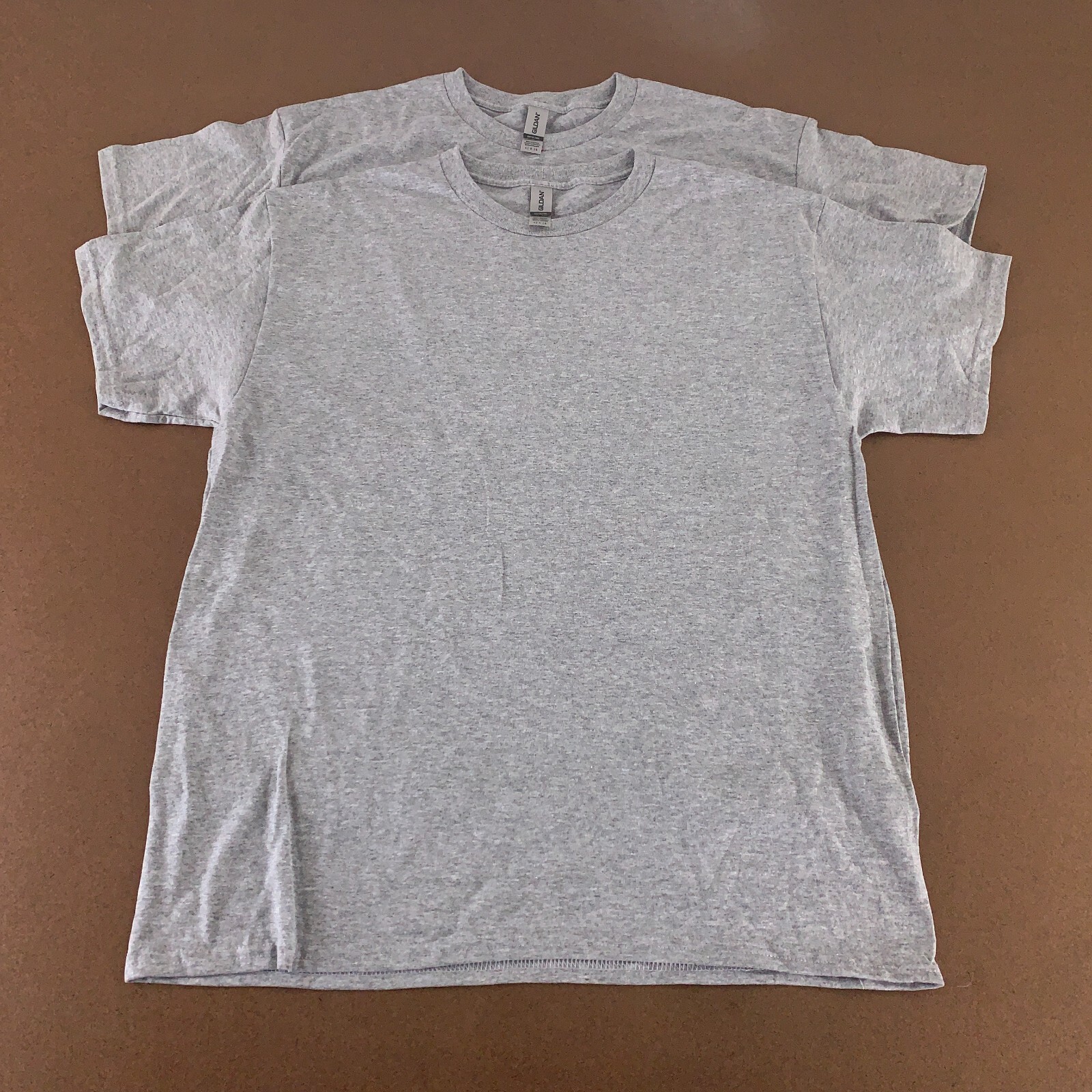 Gildan Dry Blend Men’s Large Heather Gray Short Sleeve Crew Neck Tee 2 Pack New