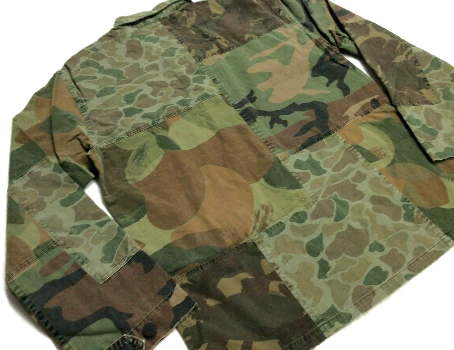 Polo Ralph Lauren Patchwork Military Army Camo Distressed Fatigue Shirt Jacket