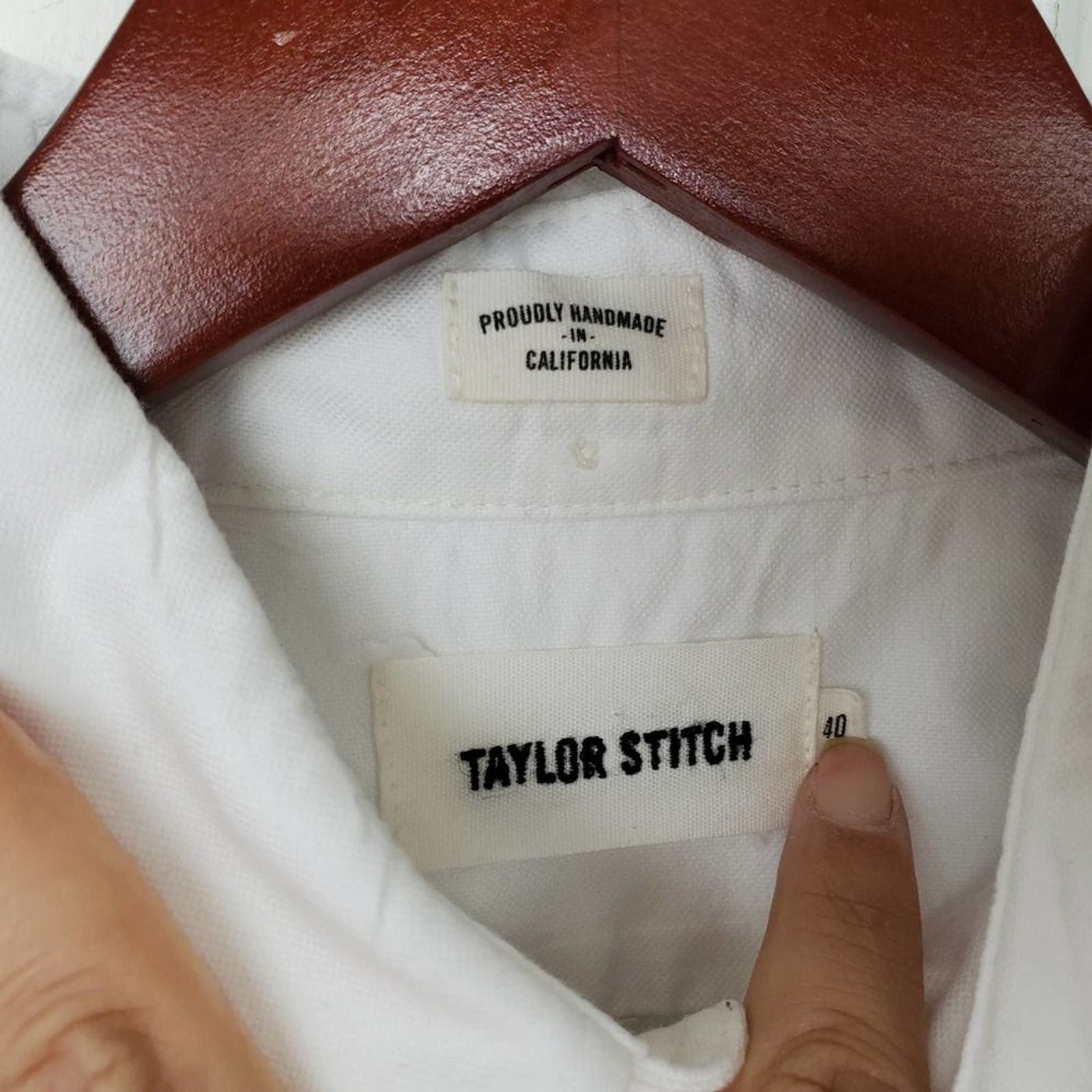 Taylor Stitch White Button-Down Shirt with Small Red Logo