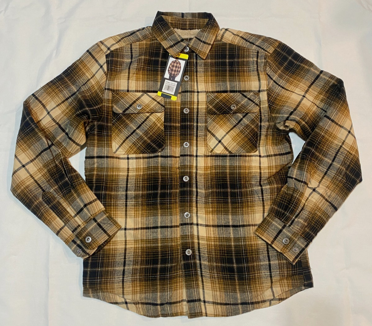 NWT-Grizzly Mountain Men’s( M)Flannel Sherpa Lined Winter Shirt Jacket-Brown
