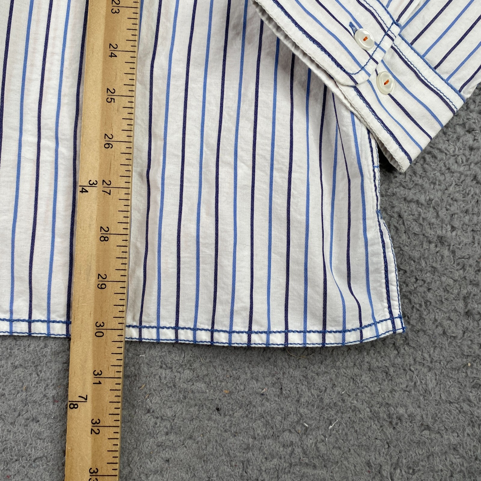 Territory Ahead Shirt Mens Large White Striped Button Up Pocket Long Sleeve