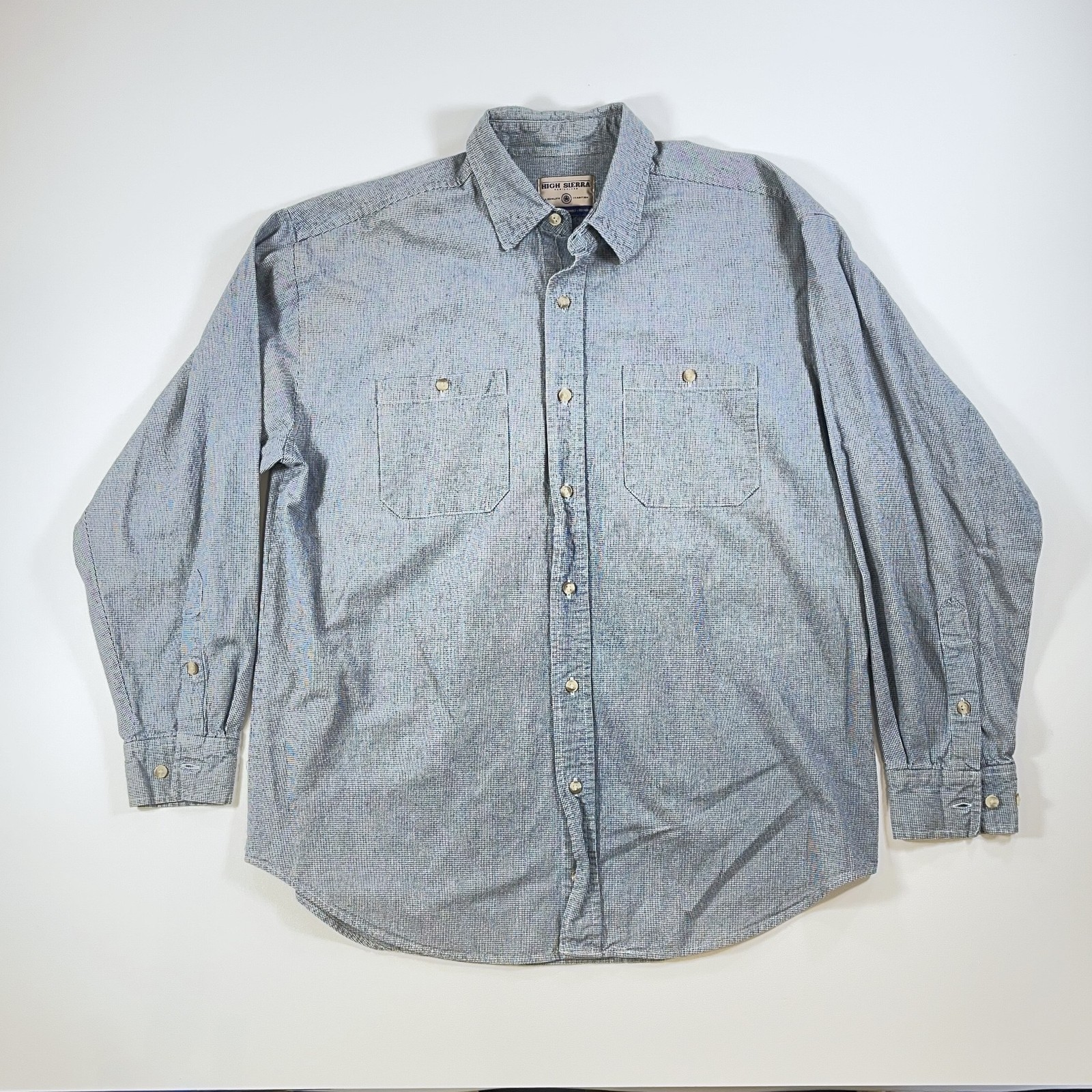 High Sierra Button Down Shirt 2XL Mens Blue Pockets Classic Hiking Outdoor