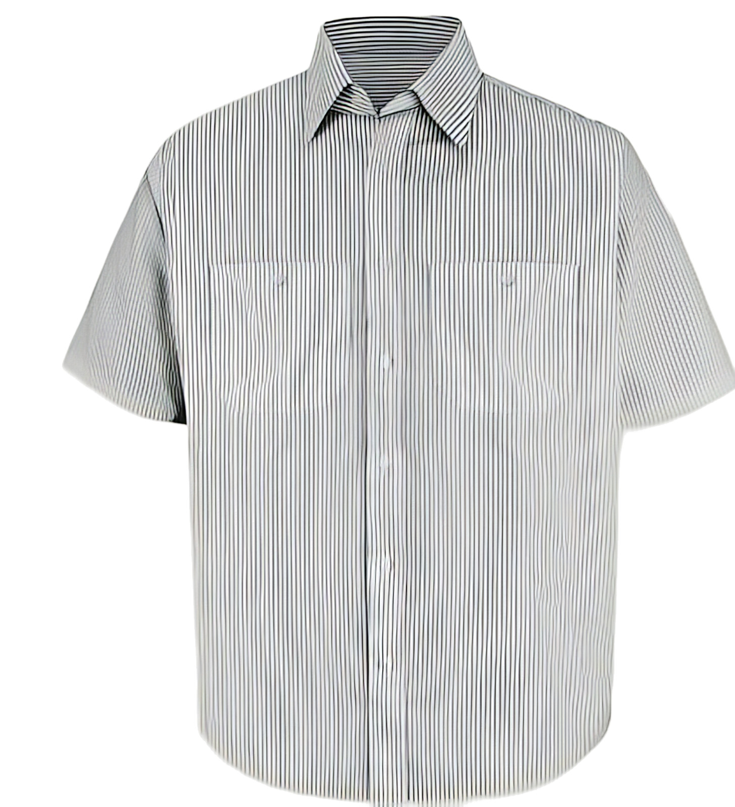 Red Kap Men Short Sleeve Dress Uniform Shirt Light Blue White Pinstripe SP60CW2