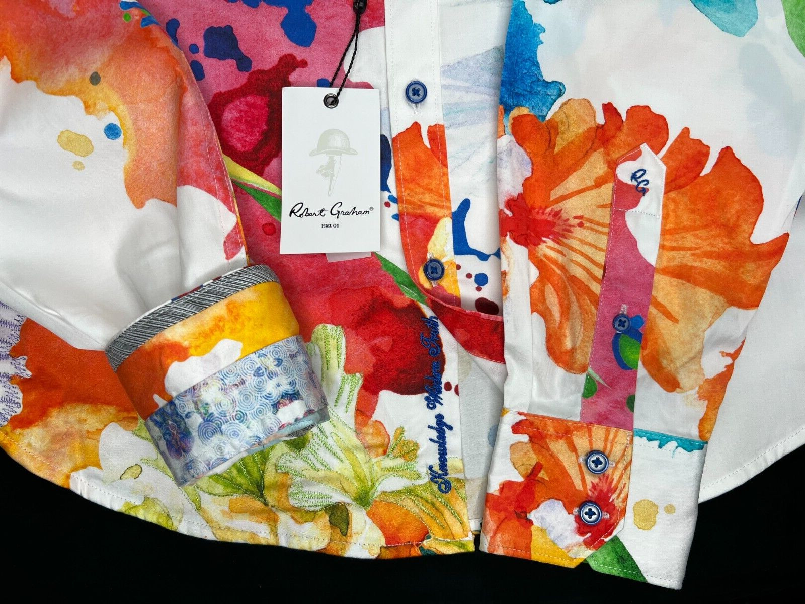 Robert Graham SORRENTINE Embroidered Floral Rainbow Colors 2XL $348 NWT XXL