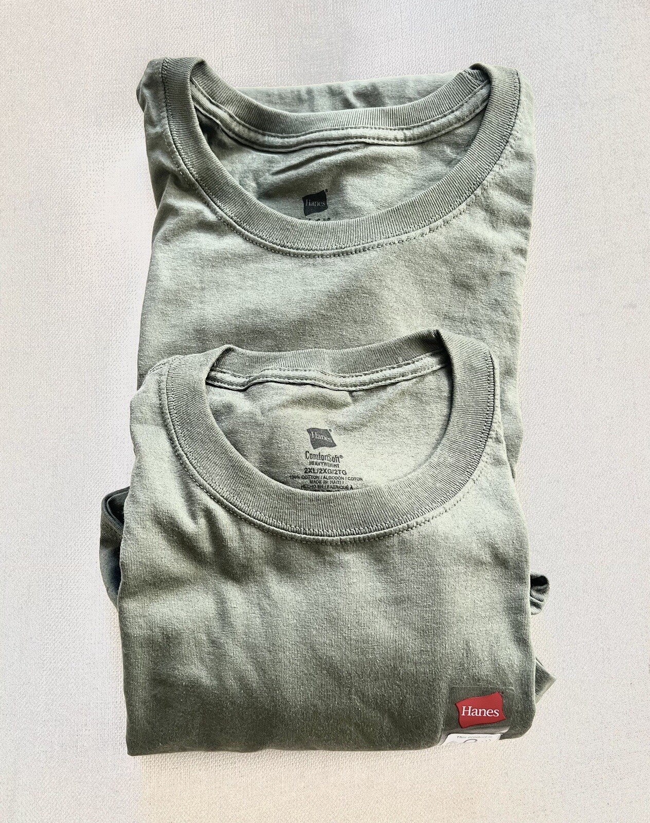 Hanes Men Crew neck TShirt 2Pack ComfortSoft Cotton Heavyweight Tee Green 2XL