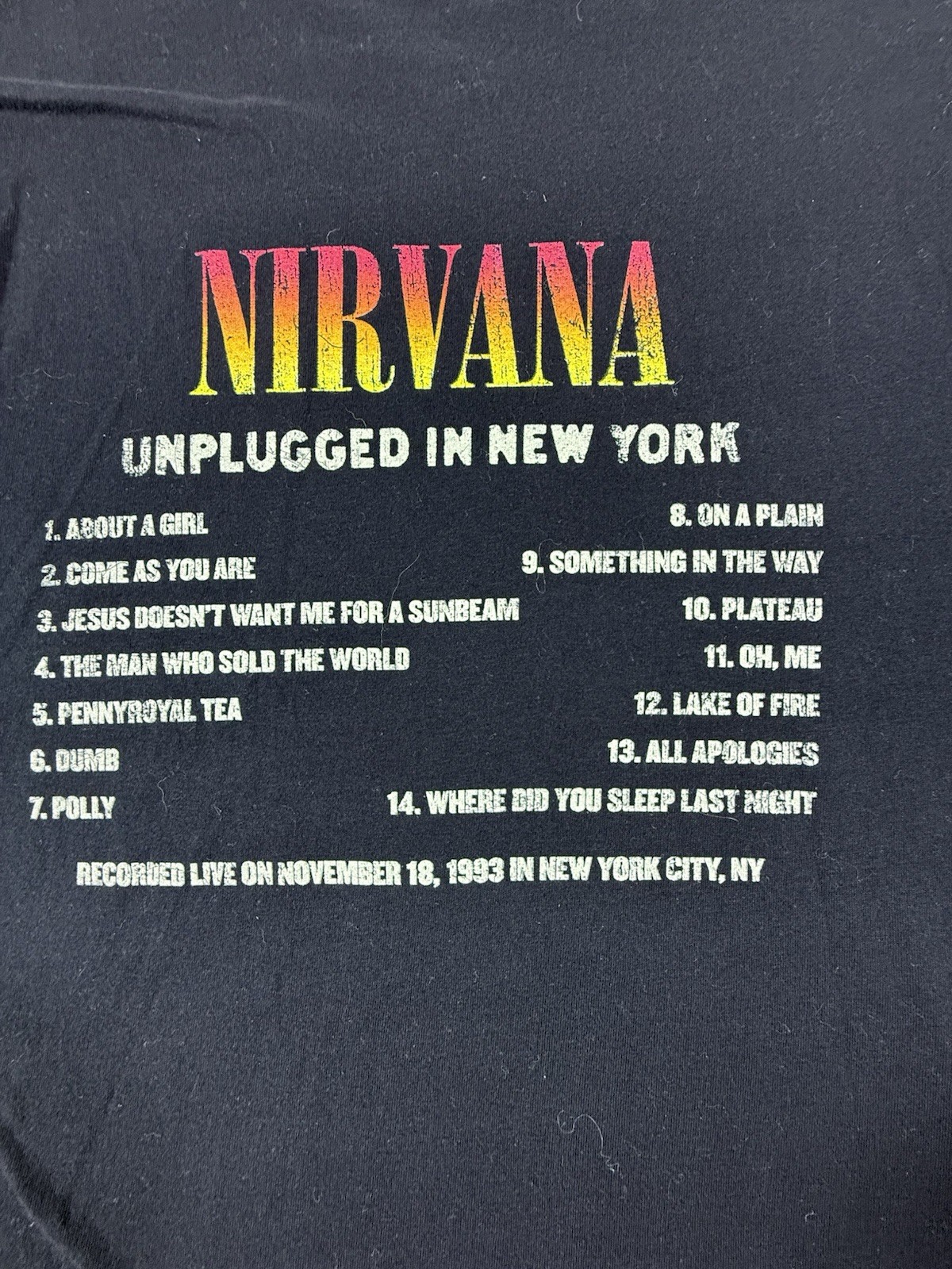 Nirvana Kurt Cobain MtV Unplugged Set men’s tshirt in black sz M