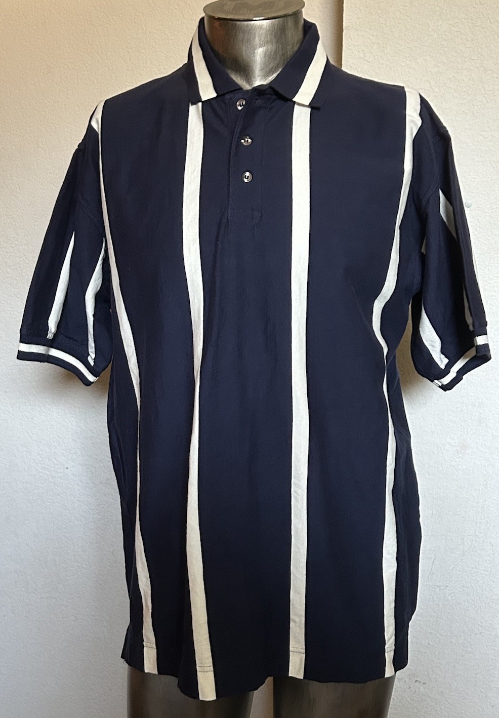 Inner Harbor Polo Blue Stripe 100% Combed Cotton Shirt L New