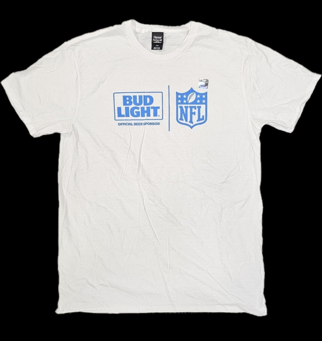 Bud Light NFL Official Sponsor T-Shirt Size Large Licensed Hanes New