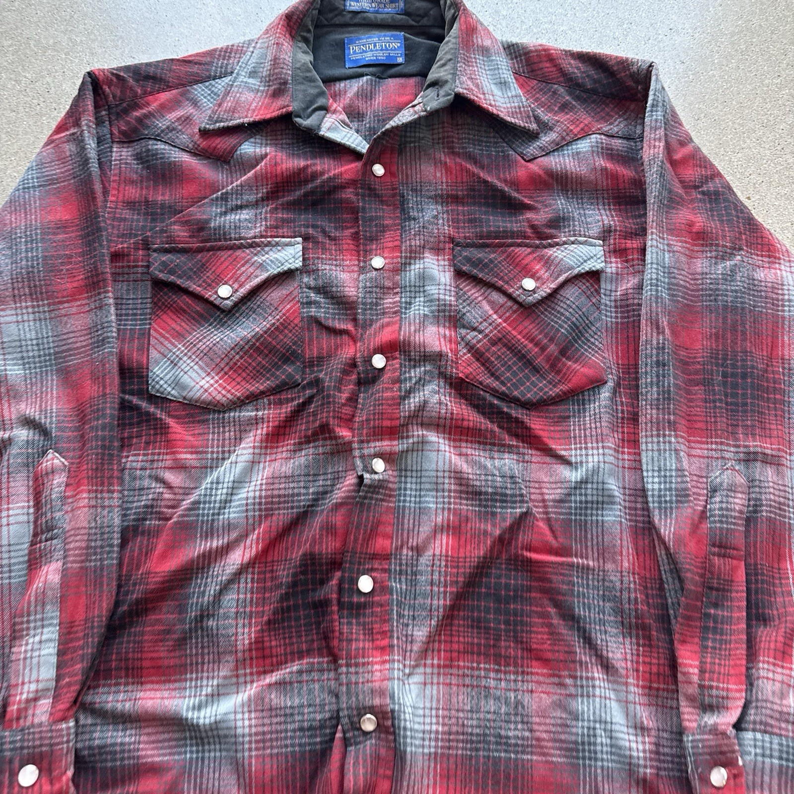 Vintage Pendleton Shirt Mens Medium Red High Grade Western Wear Wool Pearl Snap