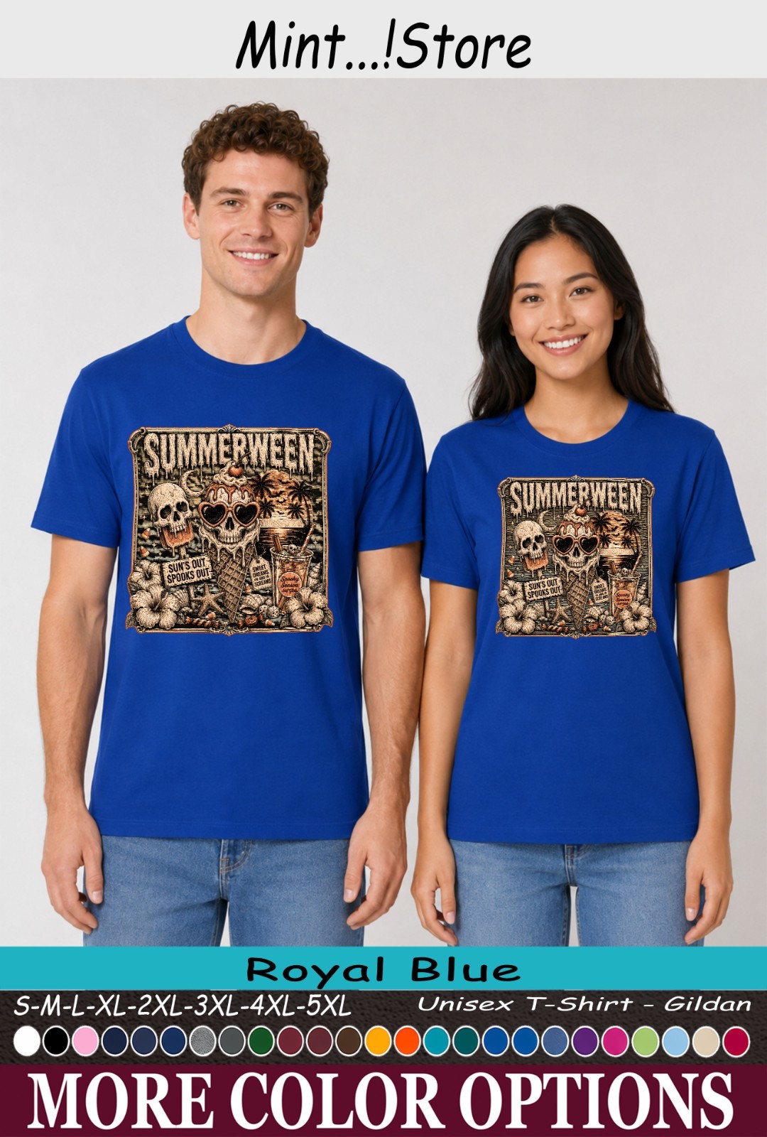 Summerween Shirt, Retro Skull Beach Summer Halloween Unisex T-Shirt