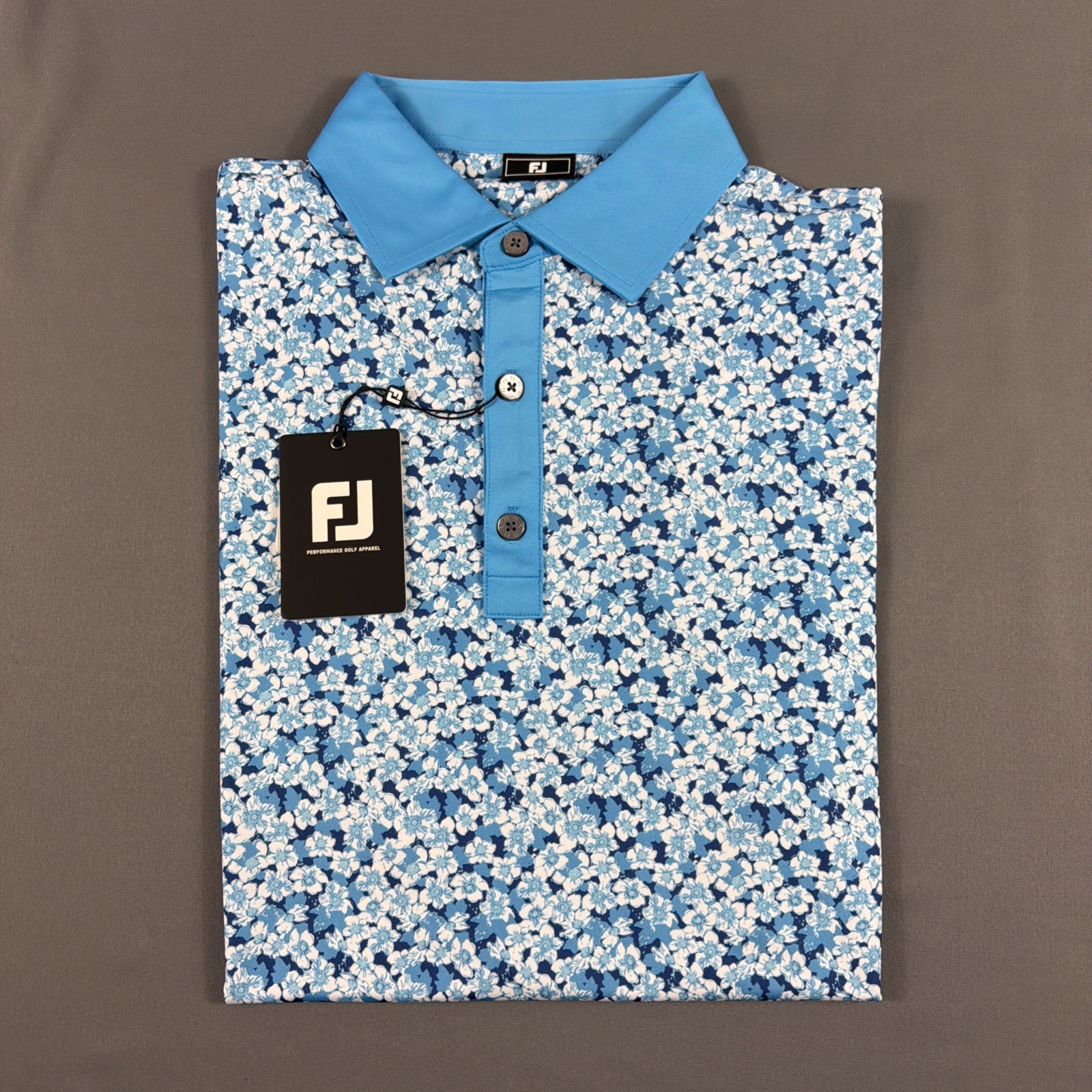 FootJoy Golf Shirt Polo Floral Print Small Blue Polyester Spandex NWT MSRP $95