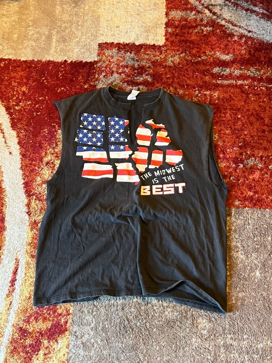 Y2K Vintage Delta Pro Weight The Midwest Is The Best Graphic Sleeveless T-Shirt