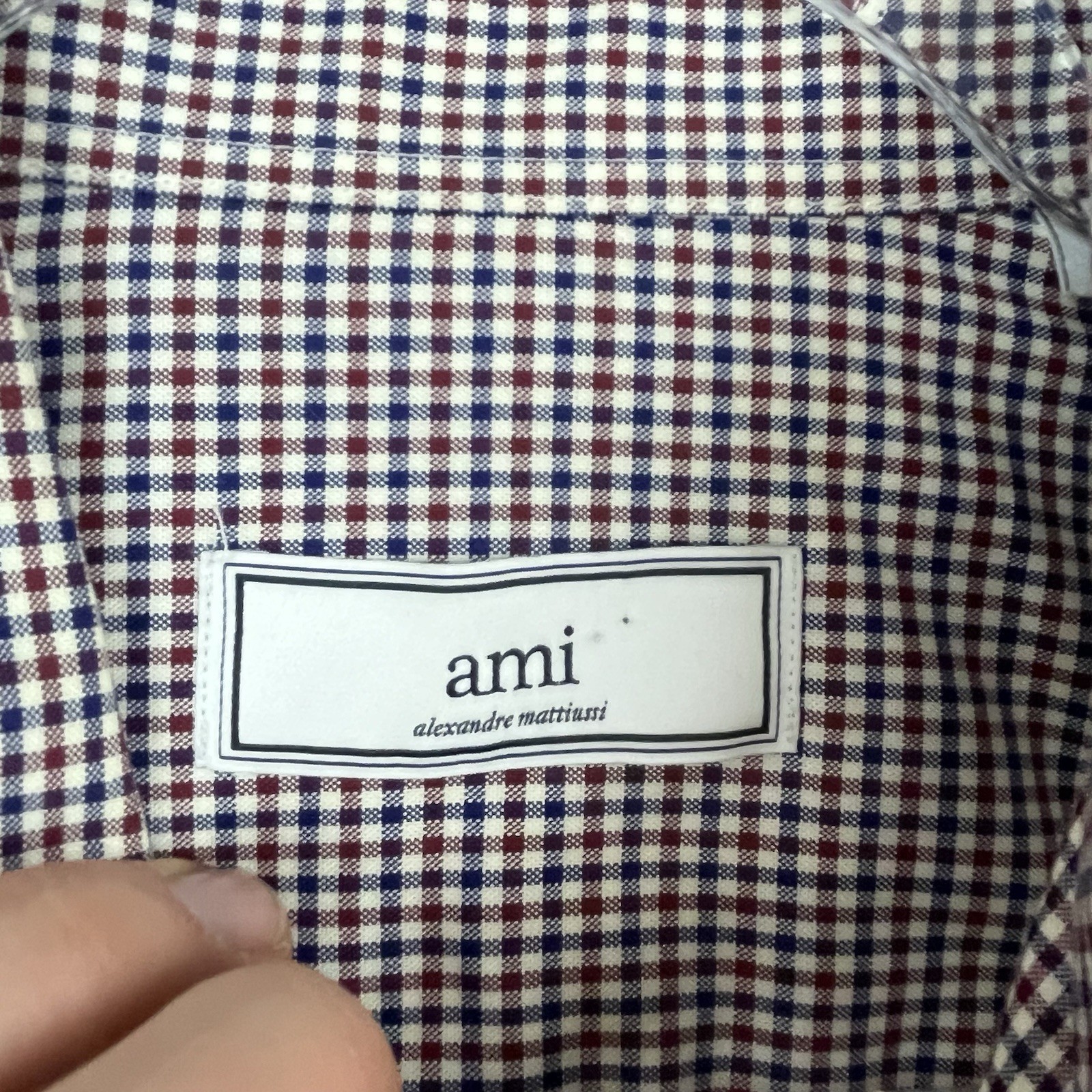 Men’s AMI Alexandre Mattiussi Gingham Plaid Oxford Button Dress Shirt Size 39 S