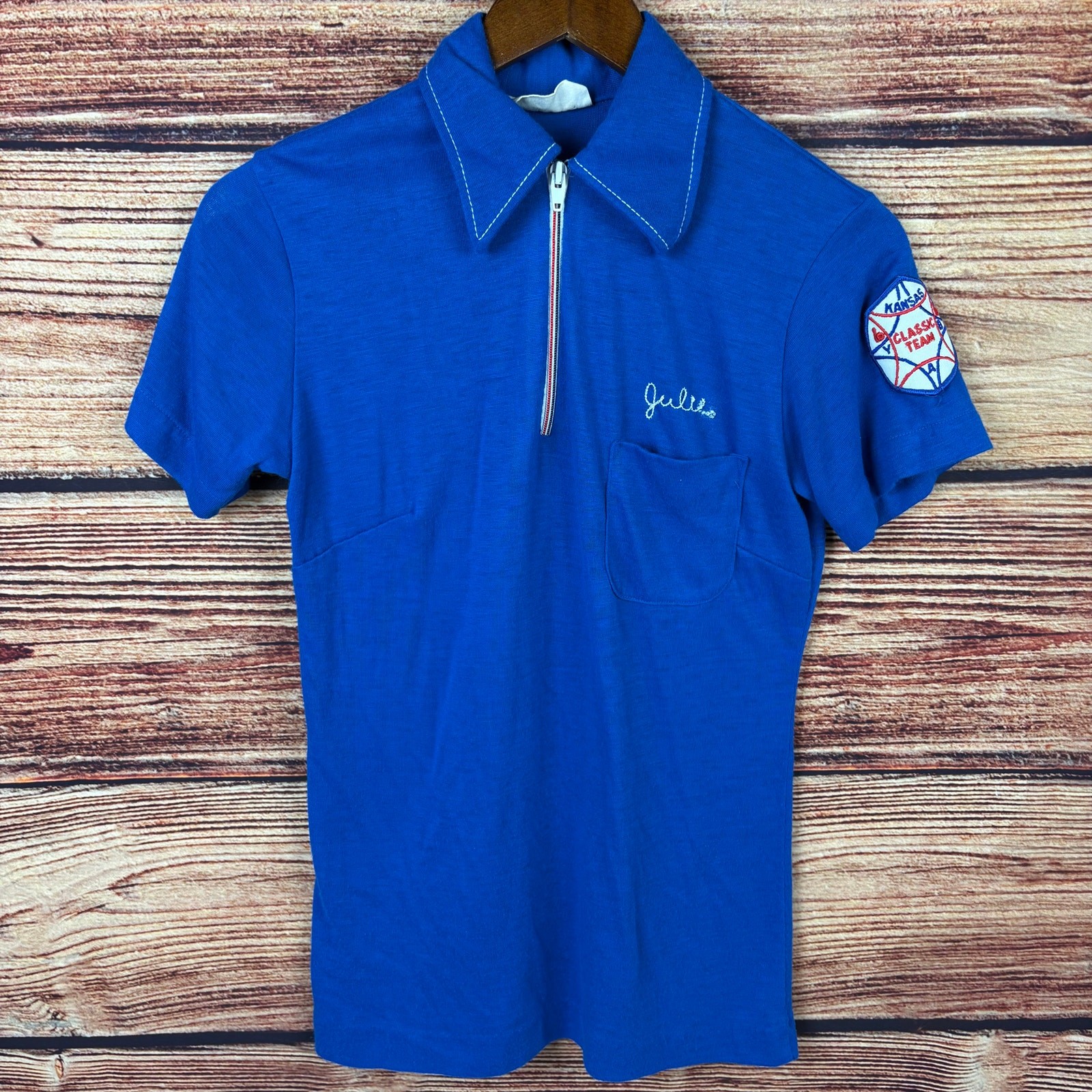 Vintage 1970s King Louie Topeka, Kansas Bowling Shirt size Small 30 Made in USA