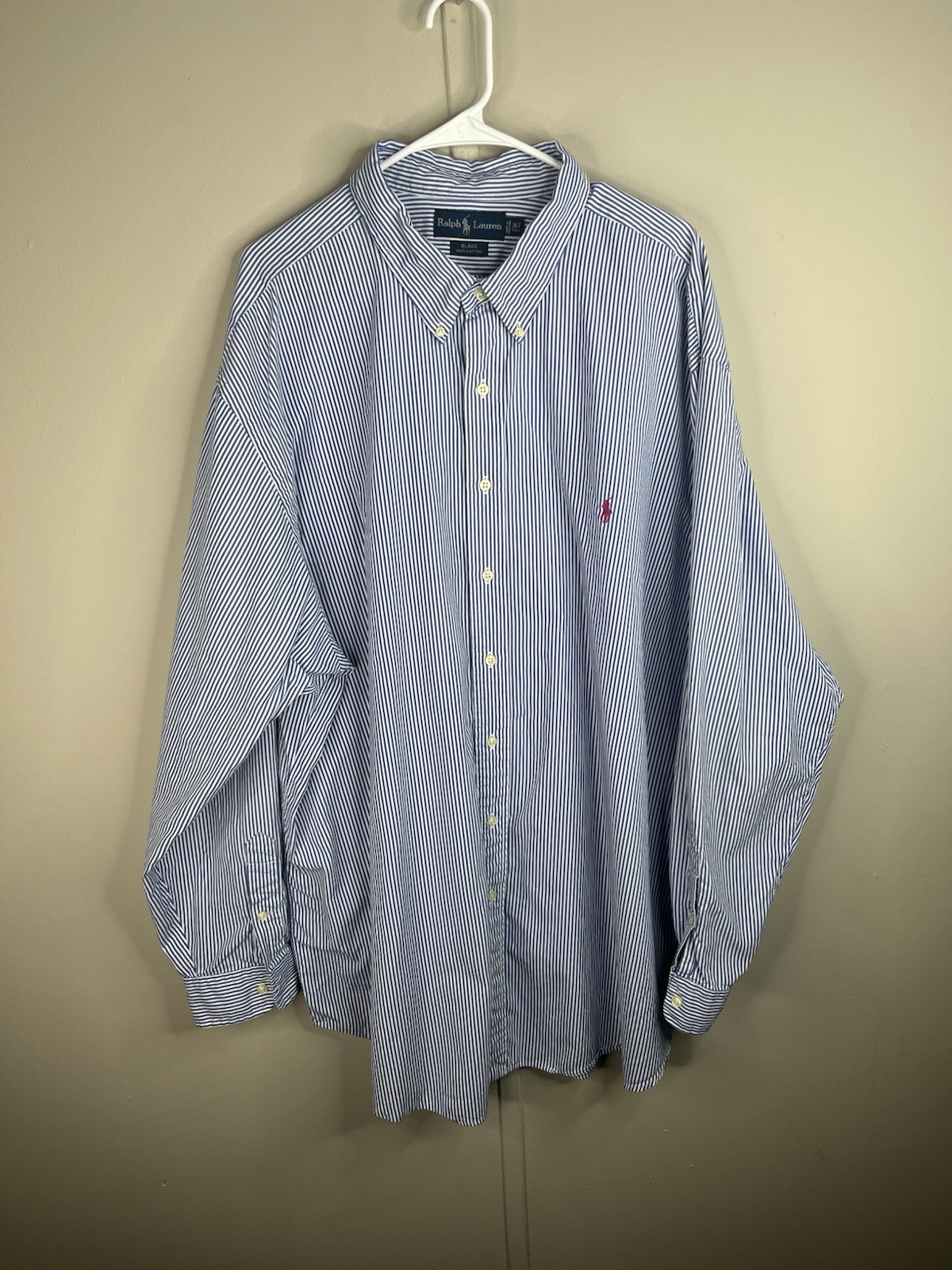 Polo Ralph Lauren Shirt Mens 3LT Blue Stripe Button Down Long Sleeve