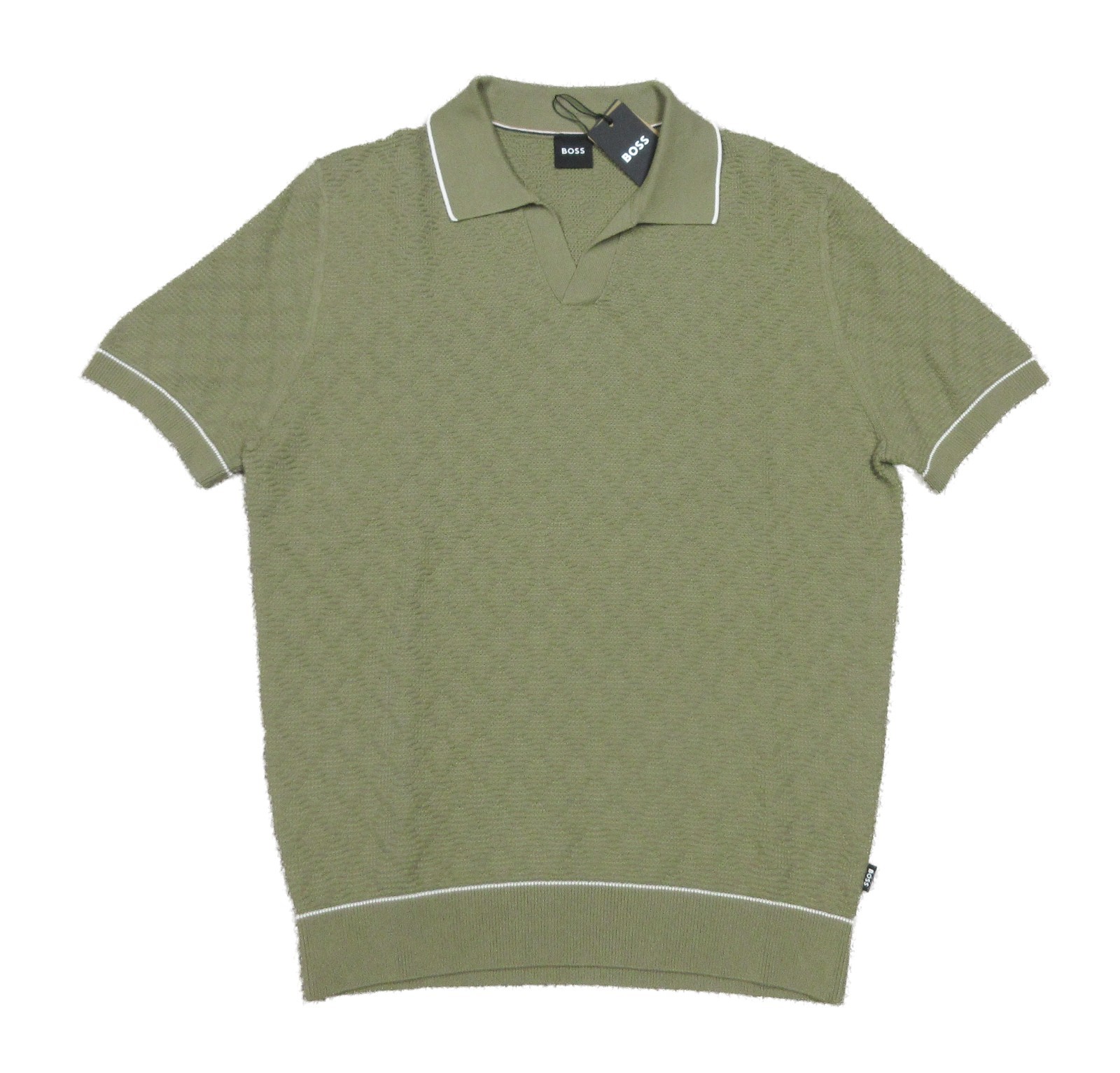 Boss Hugo Boss Men’s Green Irenzo Textured Pattern Cotton Polo Sweater XL