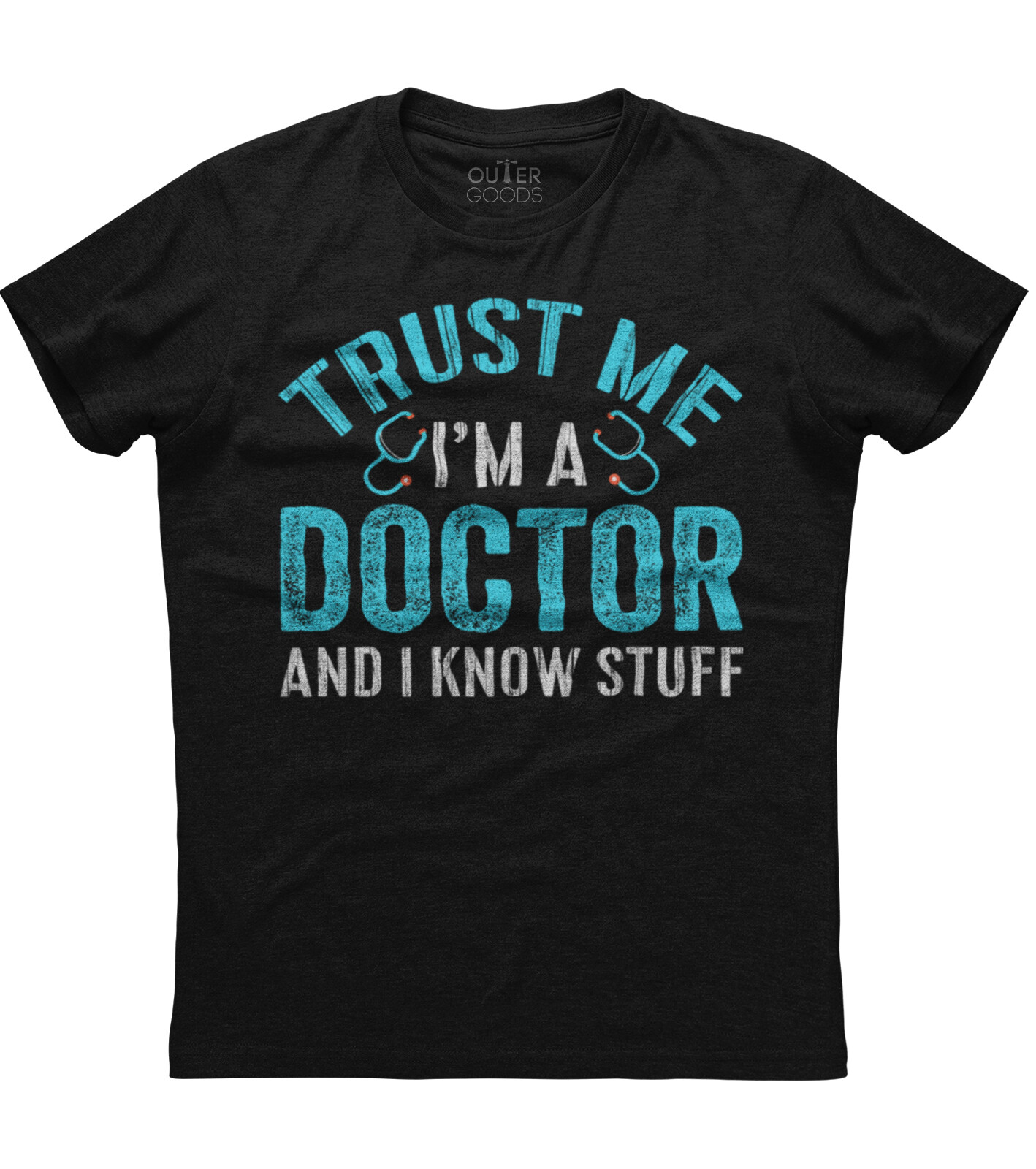 Trust Me I’m A Doctor And I Know Stuff Mens Short Sleeve Cotton Black T-shirt