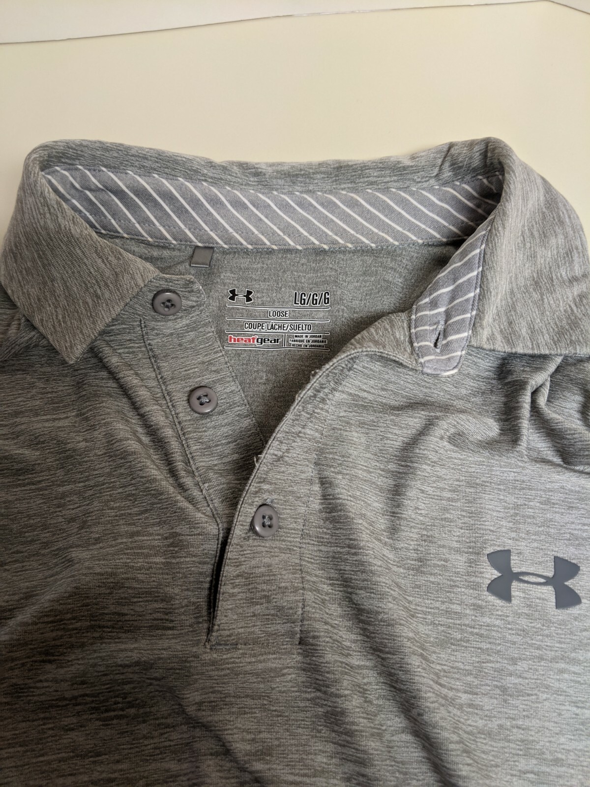 Under Armour Mens Large Gray Heat Gear UA Private Label Polo Retail $74