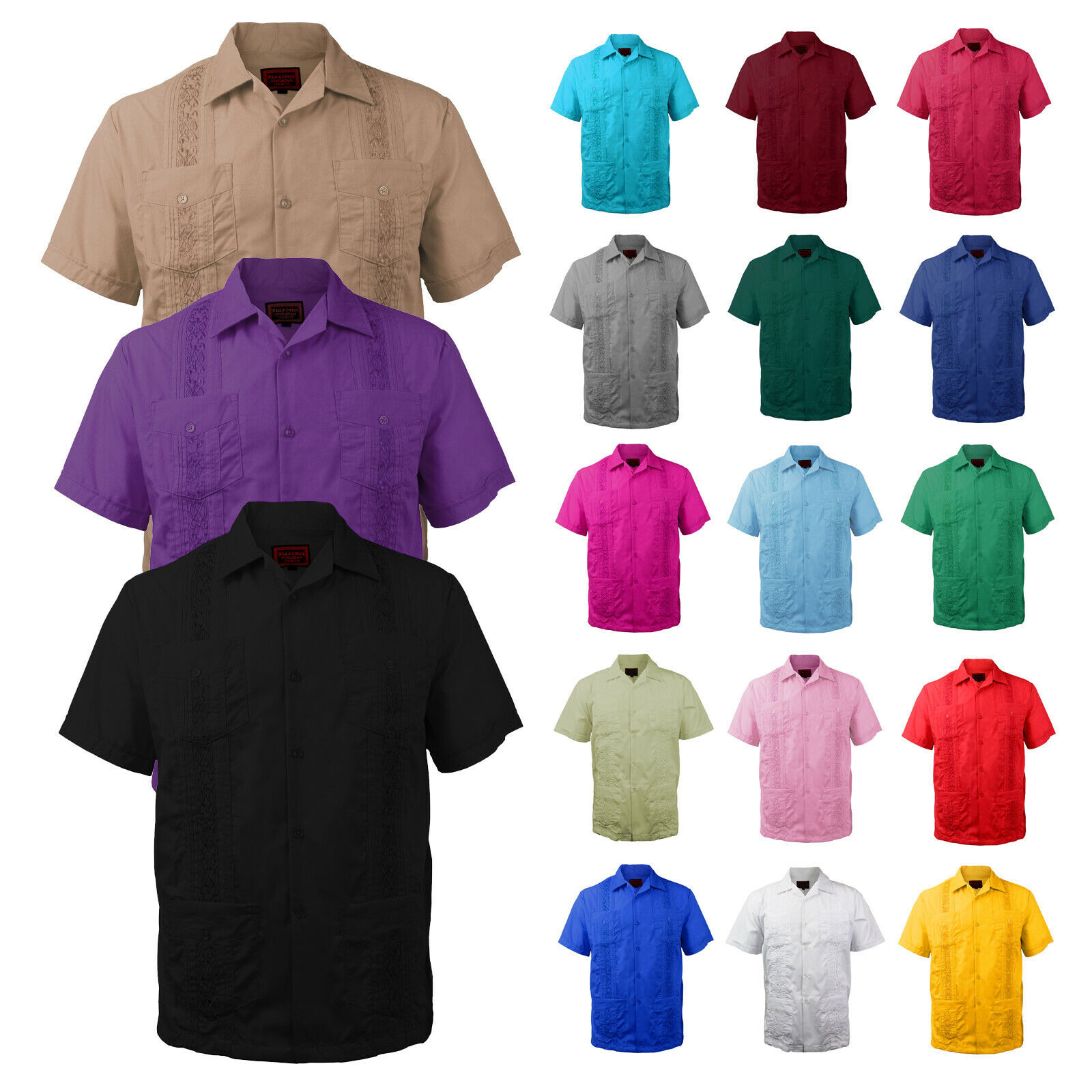 New Guayabera Men’s Premium Cuban Bartender Wedding Casual Button Up Dress Shirt