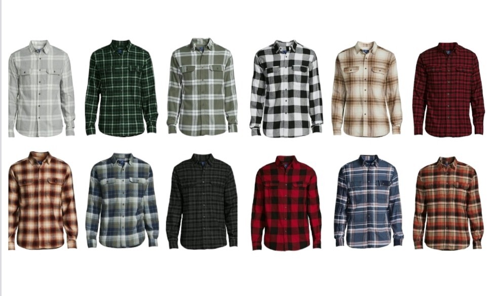 George Men’s Pick Color Relaxed Fit Button-up Long Sleeve Flannel Shirts: S-3XLT