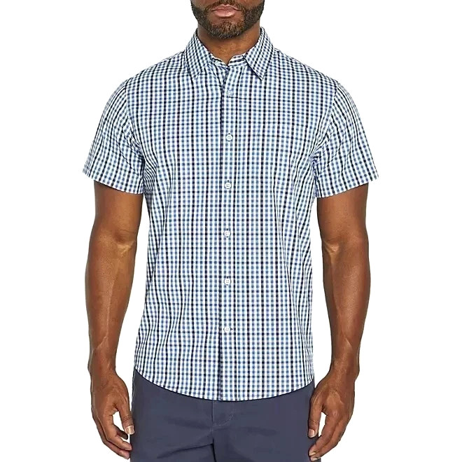 Gap Men’s Shirt Button Front Poplin Shirt Blue Check Plaid Small